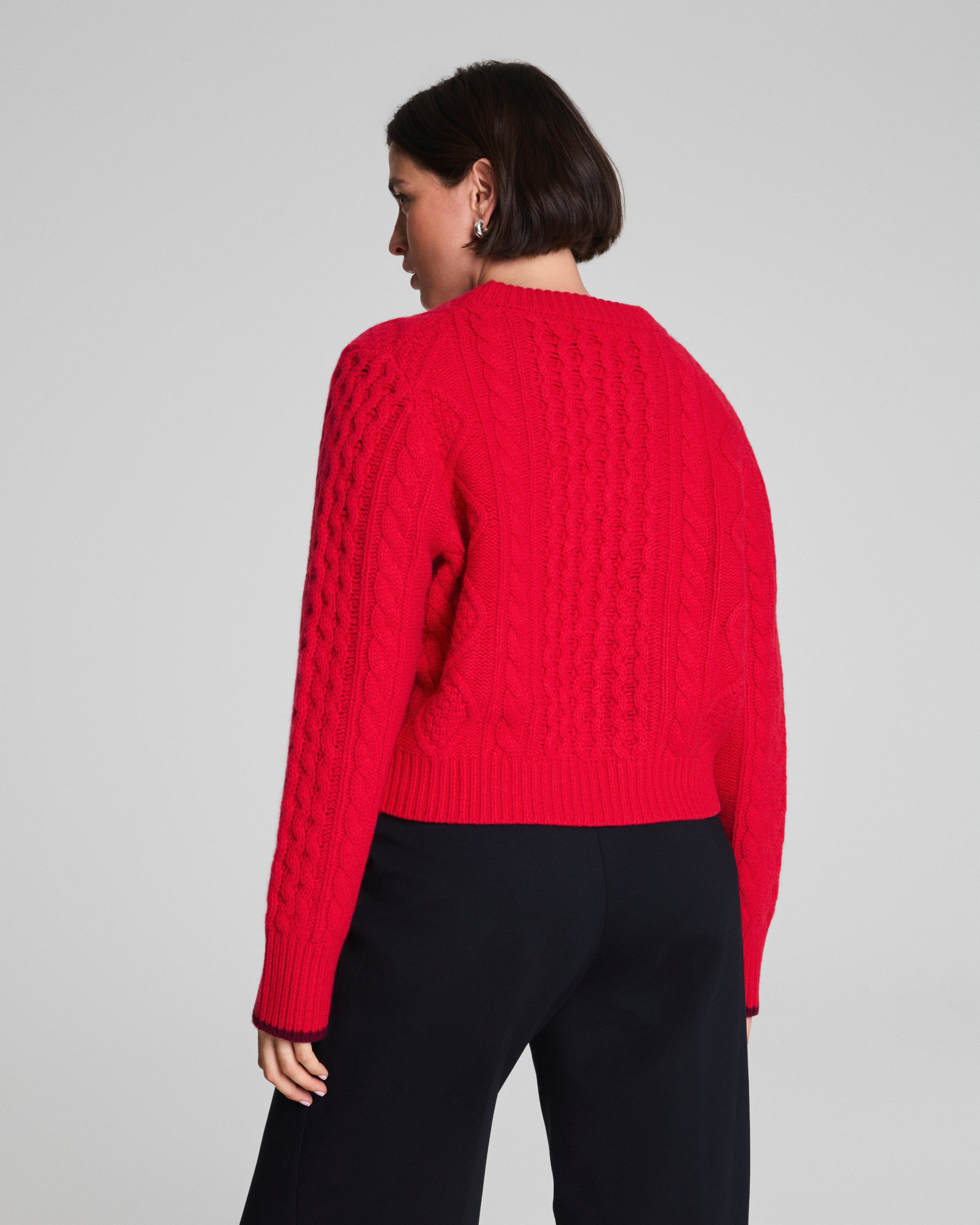 La Ligne Cropped Cable Marin Sweater  SPANX® Red