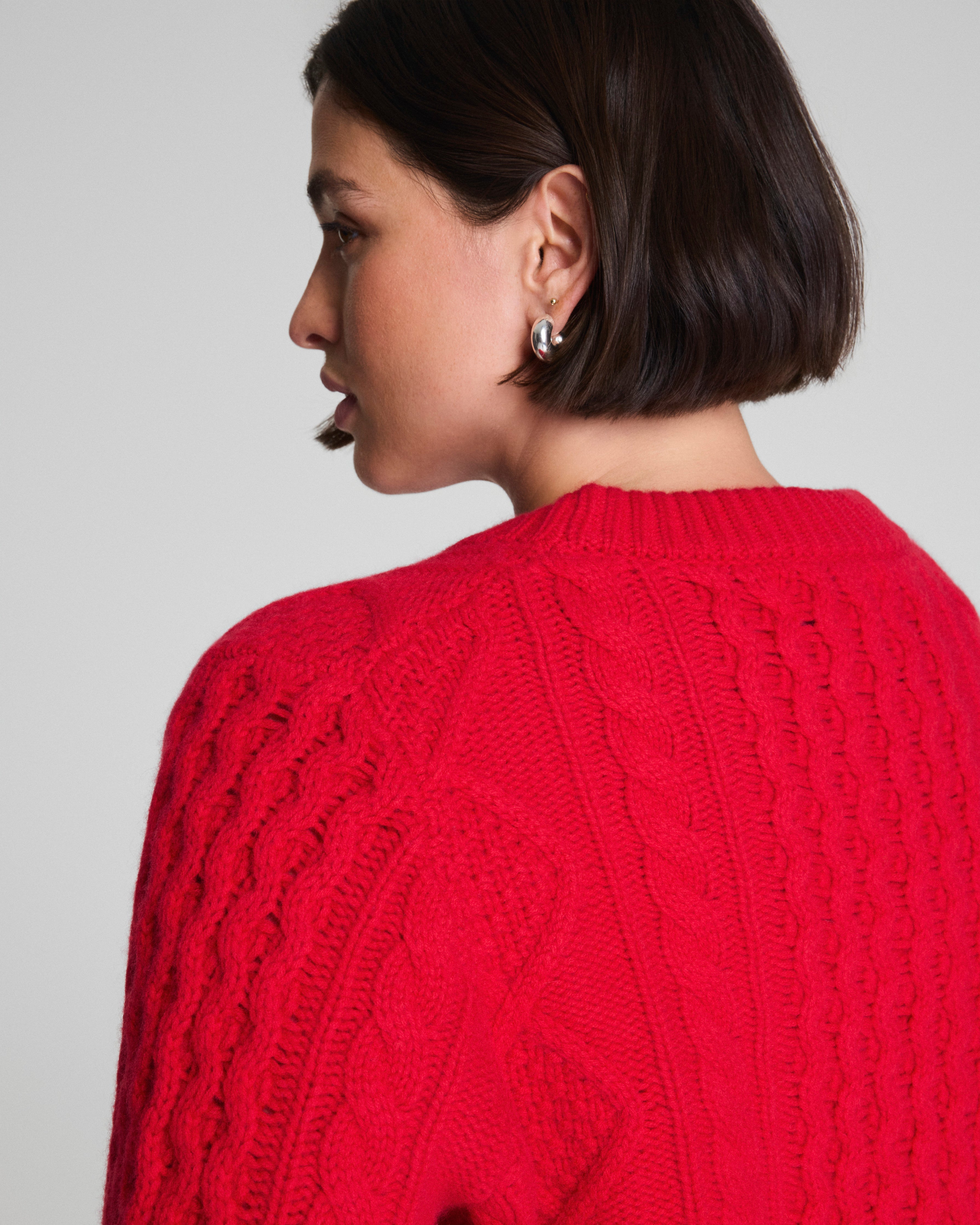 La Ligne Cropped Cable Marin Sweater  SPANX® Red