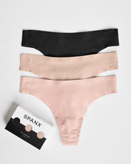 SPANXsmooth™ Fit-To-You Thong 3-Pack Box  Very Black/Naked 2.0/Vintage Rose