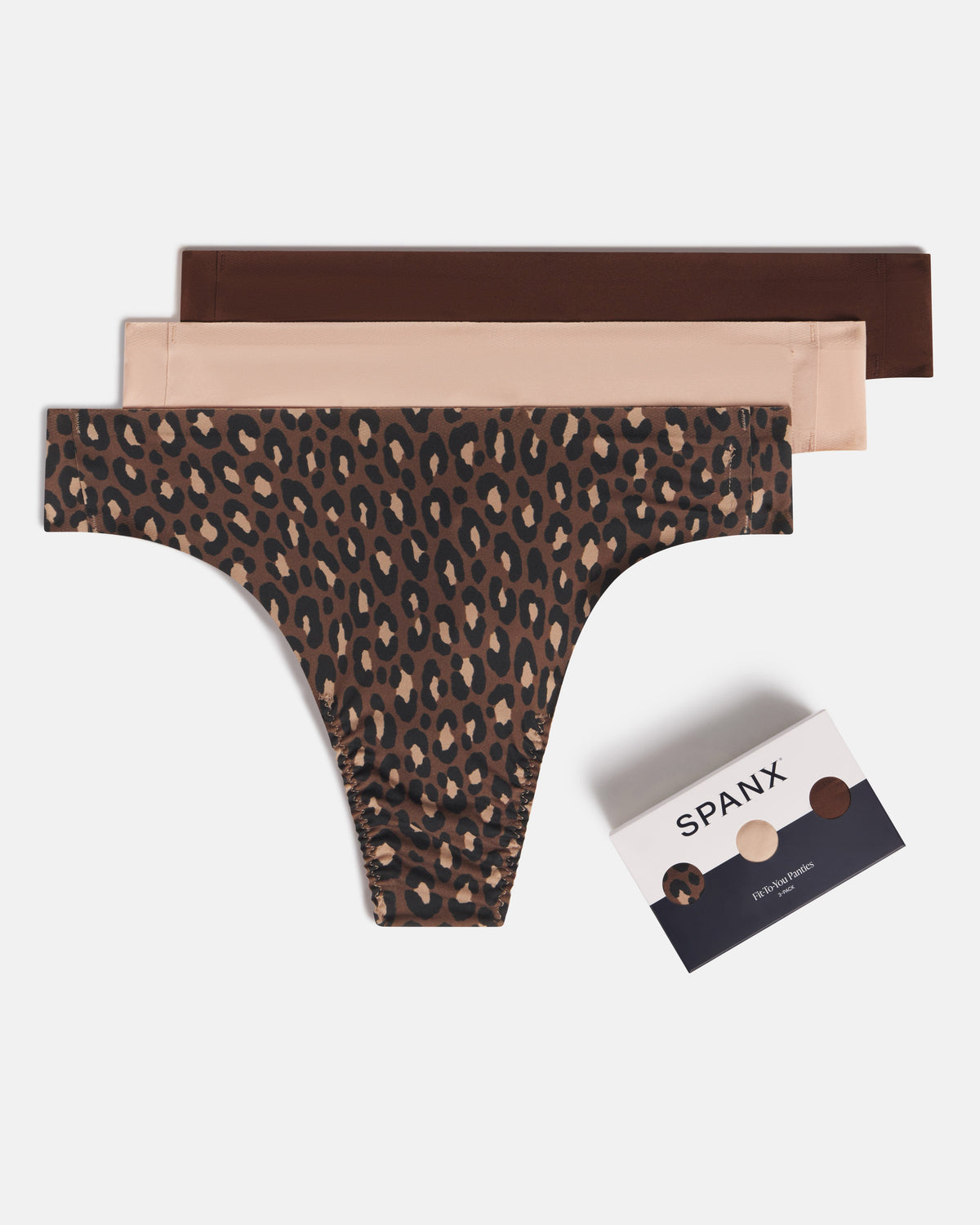 SPANXsmooth™ Fit-To-You Thong 3-Pack Box  Iconic Leopard/Naked 2.0/Espresso