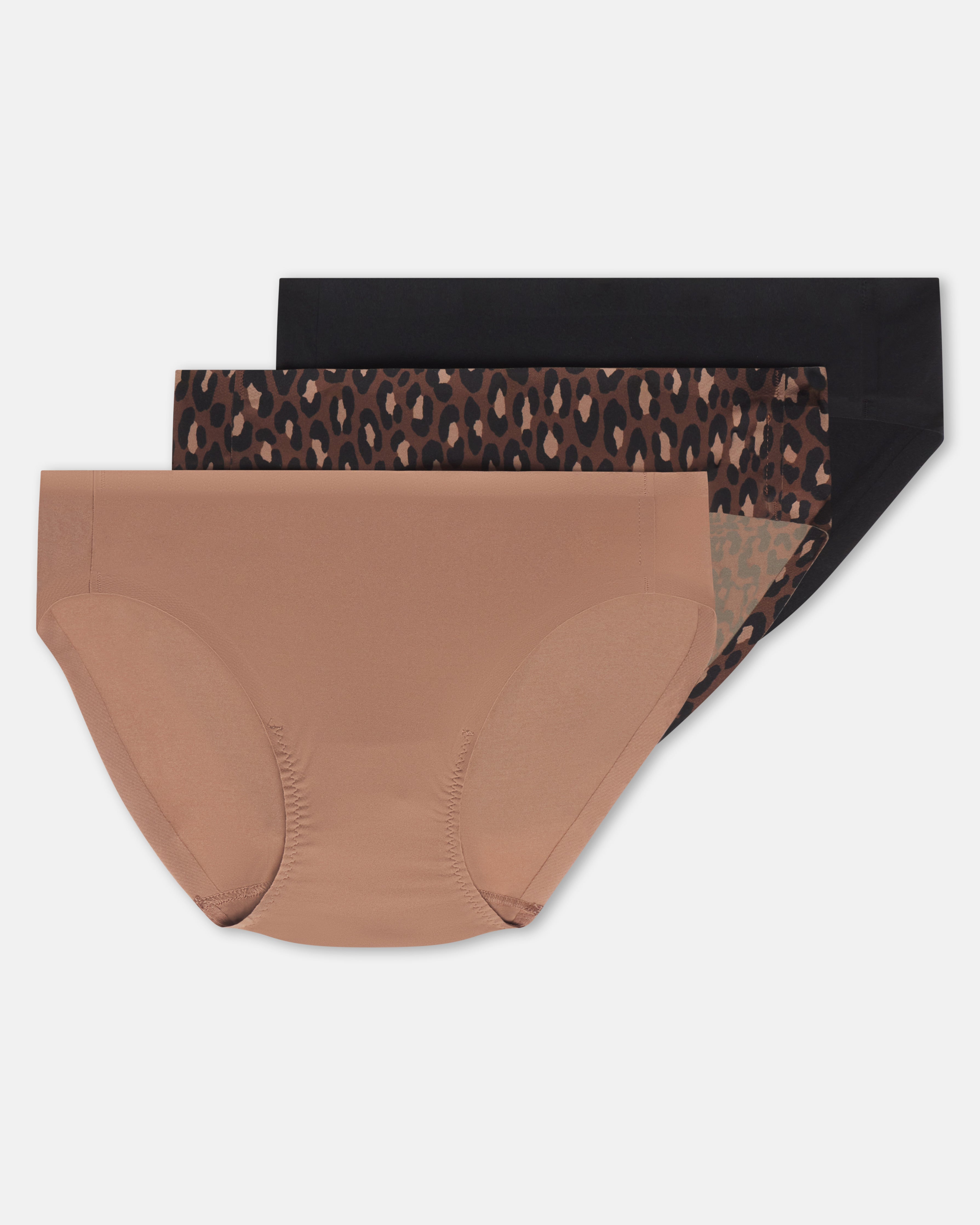 SPANXsmooth™ Fit-To-You Bikini 3-Pack Box  Cafe Au Lait/Iconic Leopard/Very Black