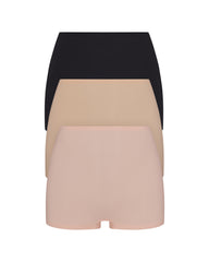 SPANXsmooth™ Fit-To-You Boyshort 3-Pack Box  Very Black/Toasted Oatmeal/Vintage Rose