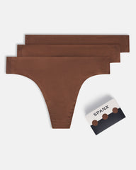SPANXsmooth™ Fit-To-You Supima® Cotton Thong 3-Pack  Chestnut Brown