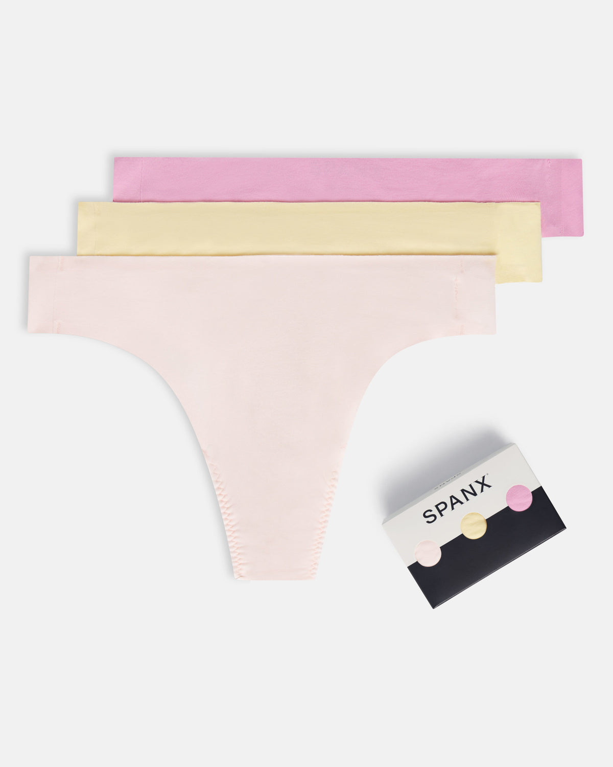SPANXsmooth™ Fit-To-You Supima® Cotton Thong 3-Pack  Pink Blossom/Daffodil/Petunia