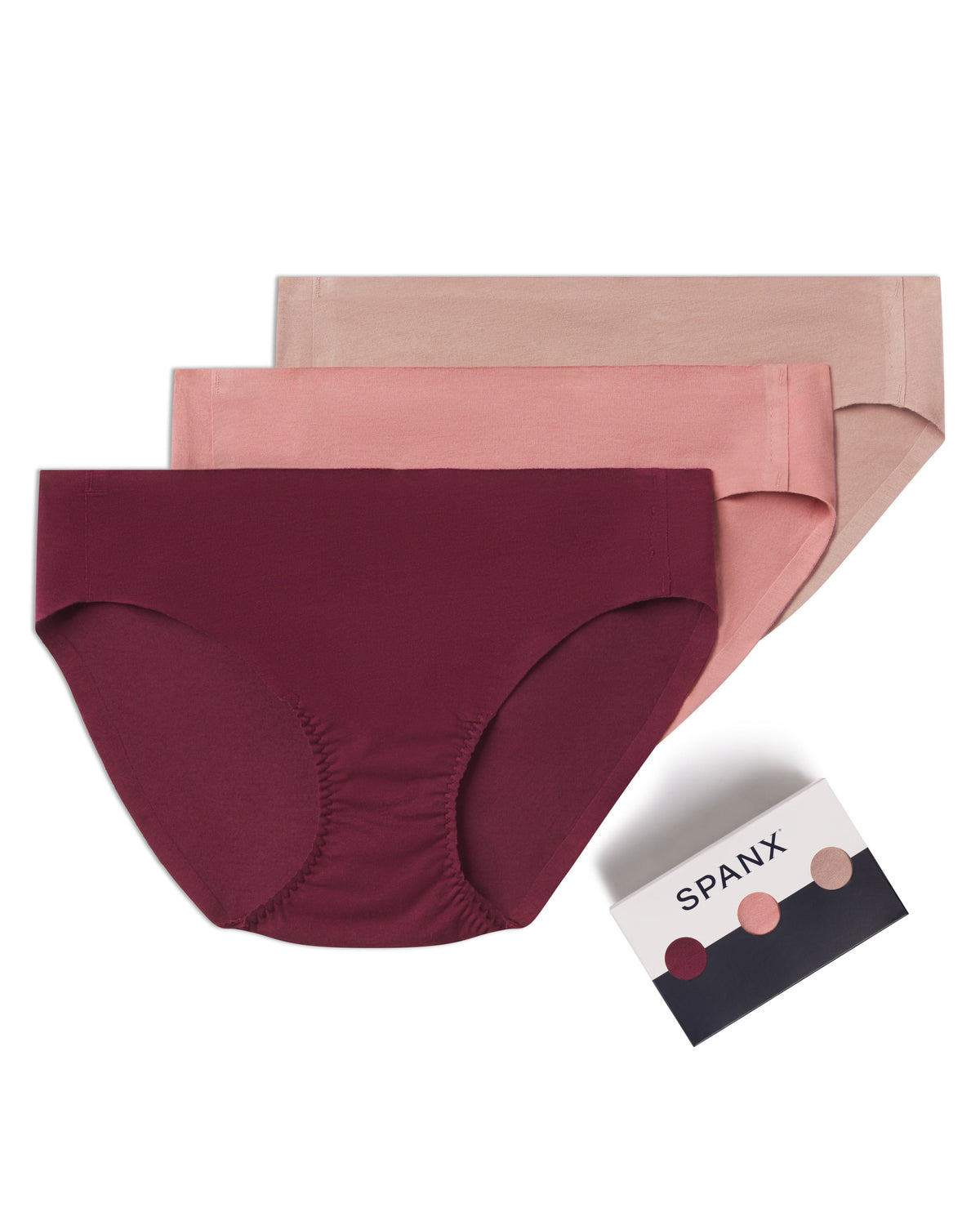 SPANXsmooth™ Fit-To-You Supima® Cotton Bikini 3-Pack  Plum Berry/Rose Quartz/Cafe Au Lait