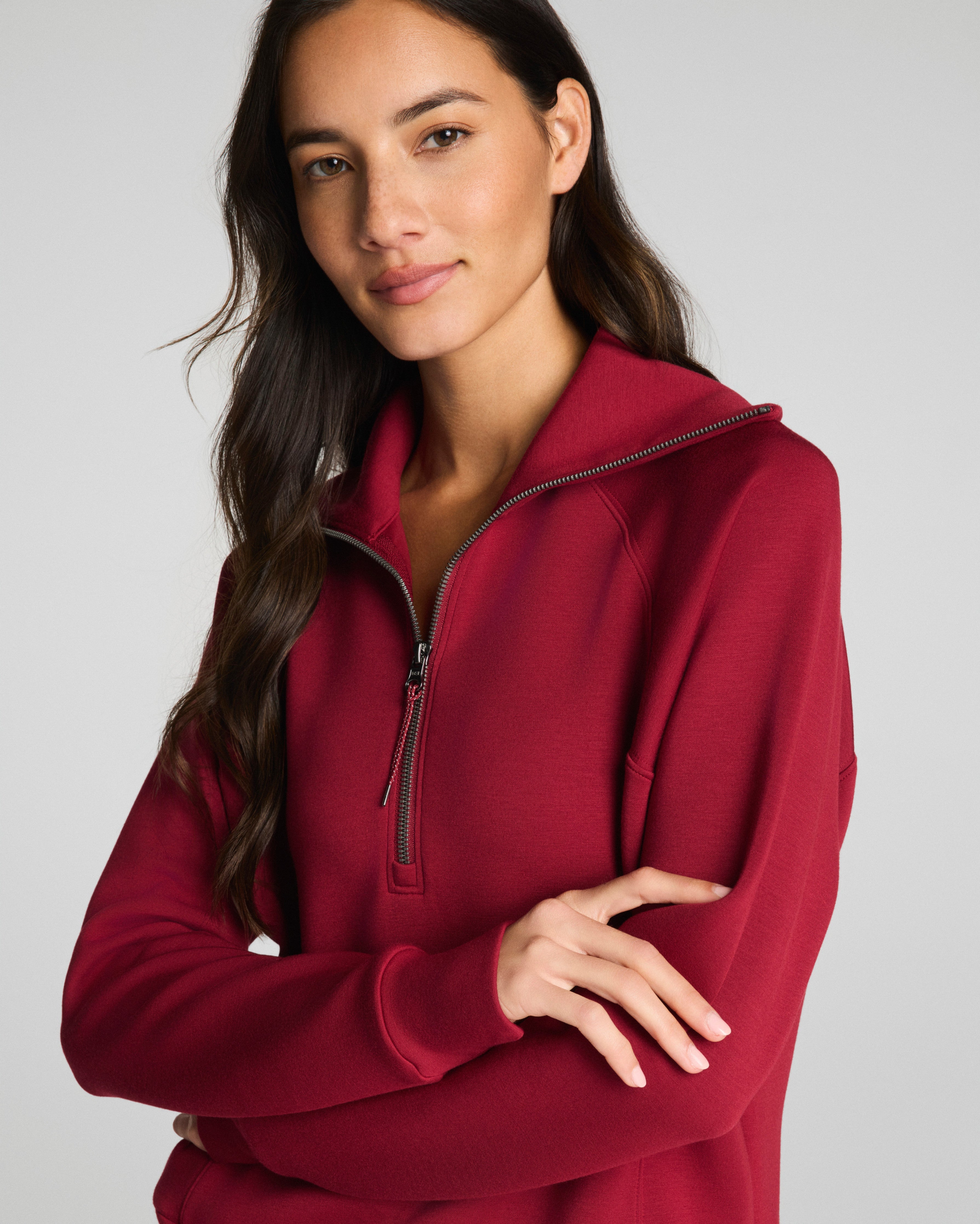SPANX AirEssentials® Half Zip  Red Merlot