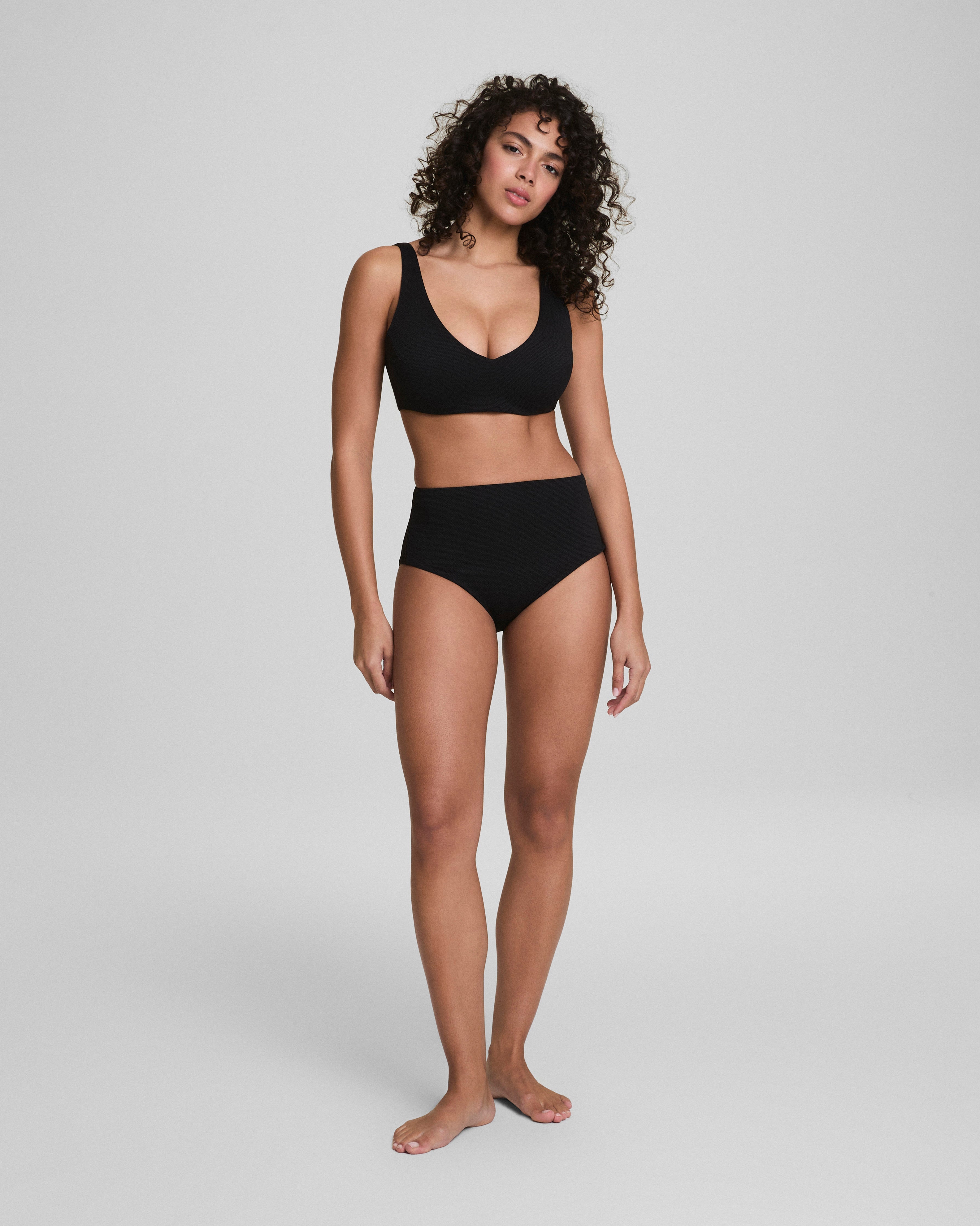 SPANXshape™ Swim Pique Hi-Rise Cheeky Bottom  Very Black