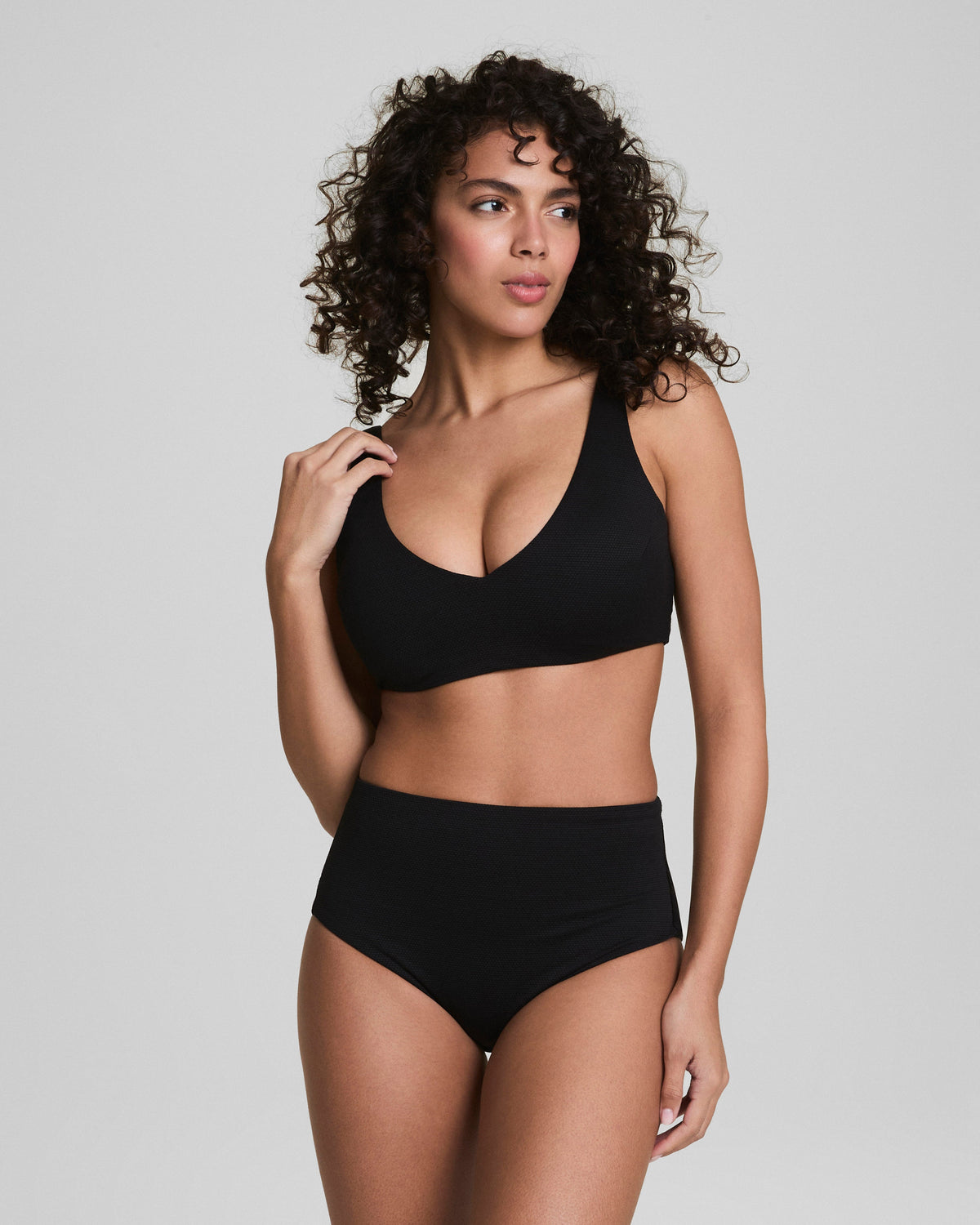SPANXshape™ Swim Pique Plunge Bikini Top  Very Black