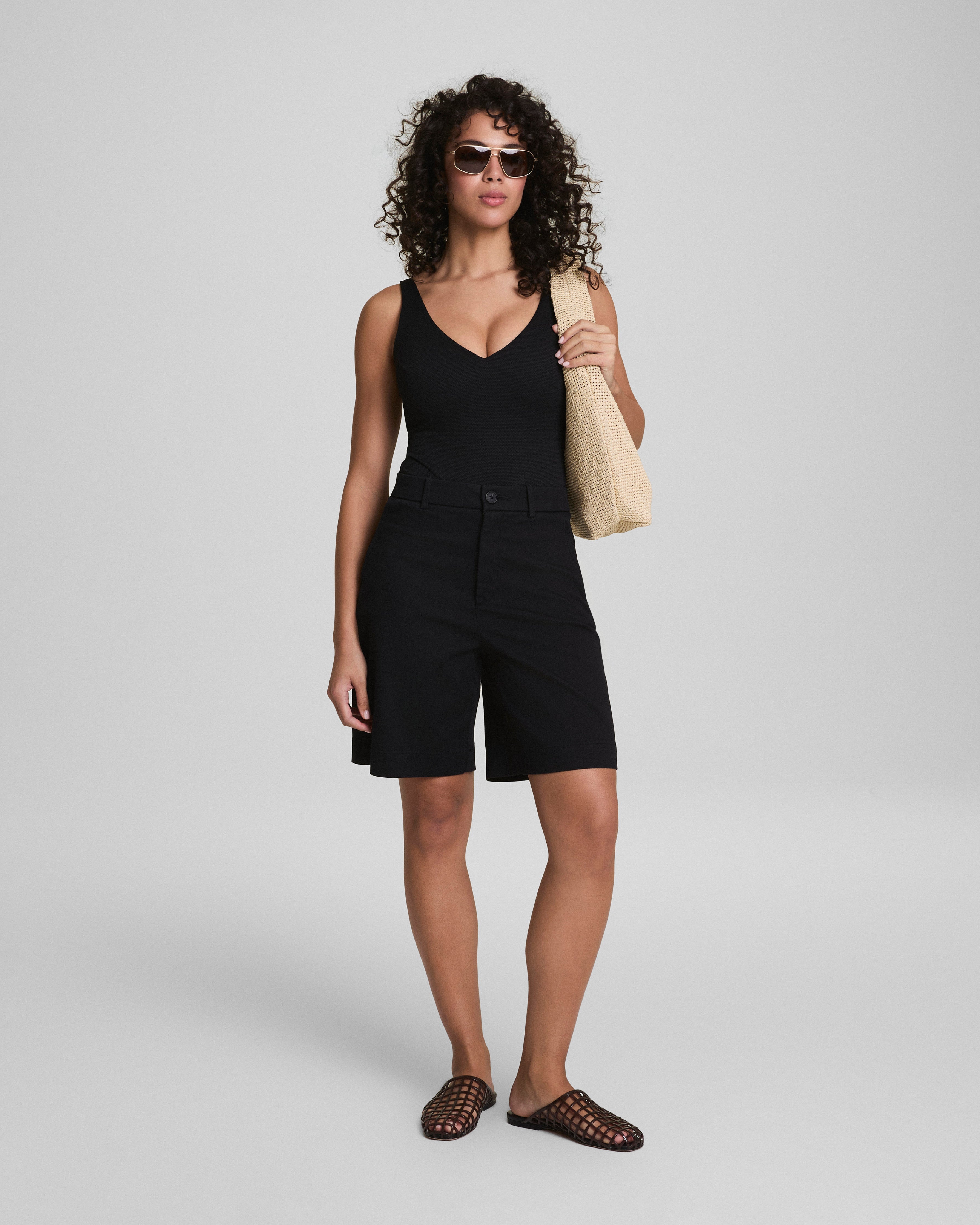 SPANXshape™ Swim Pique Plunge One-Piece  Very Black