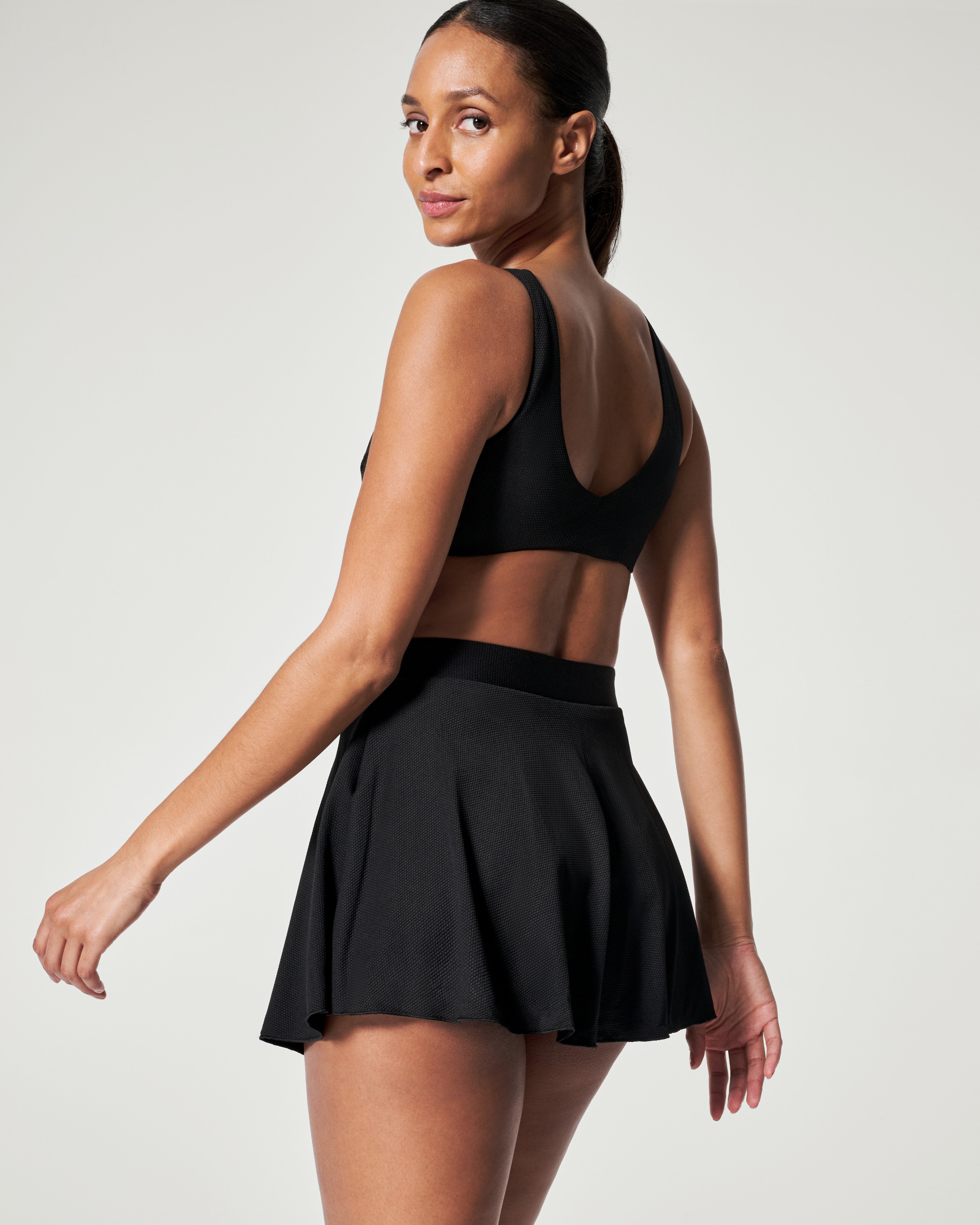 Pique Shaping High Rise Swim Skort  Very Black