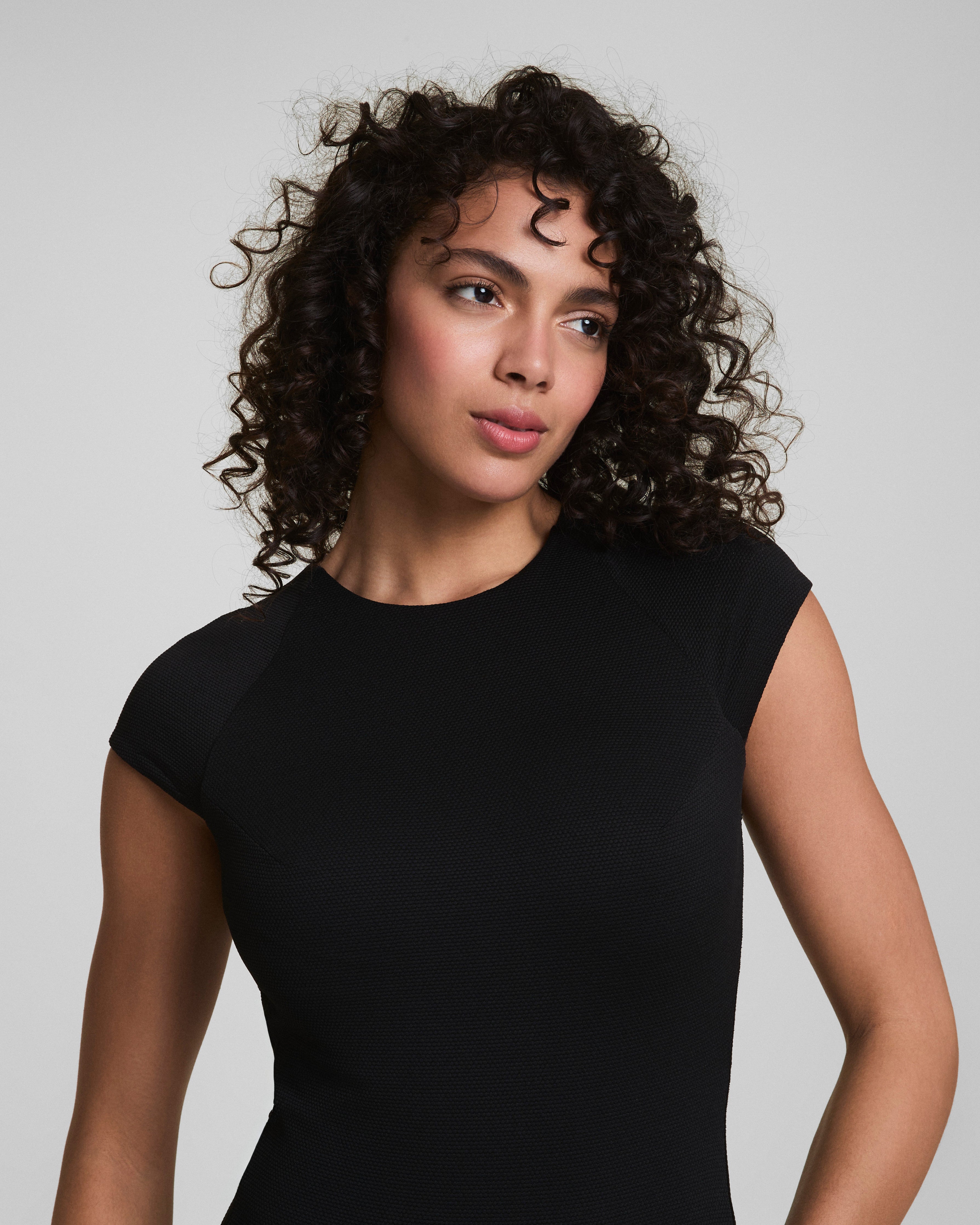 SPANXshape™ Swim Pique High Neck Short Sleeve One-Piece  Very Black