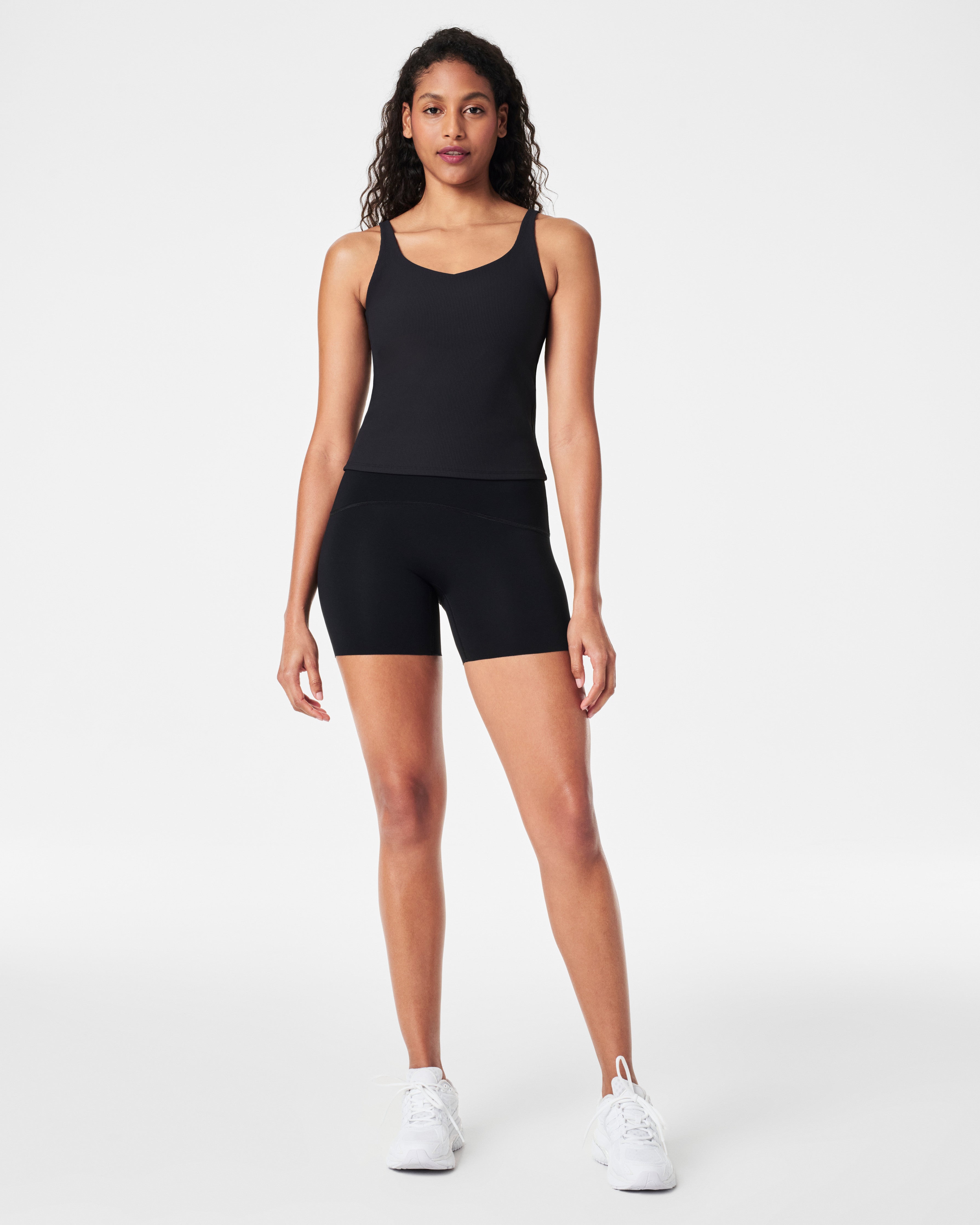SPANX® Get Moving Contour Rib Shelf Tank  Very Black