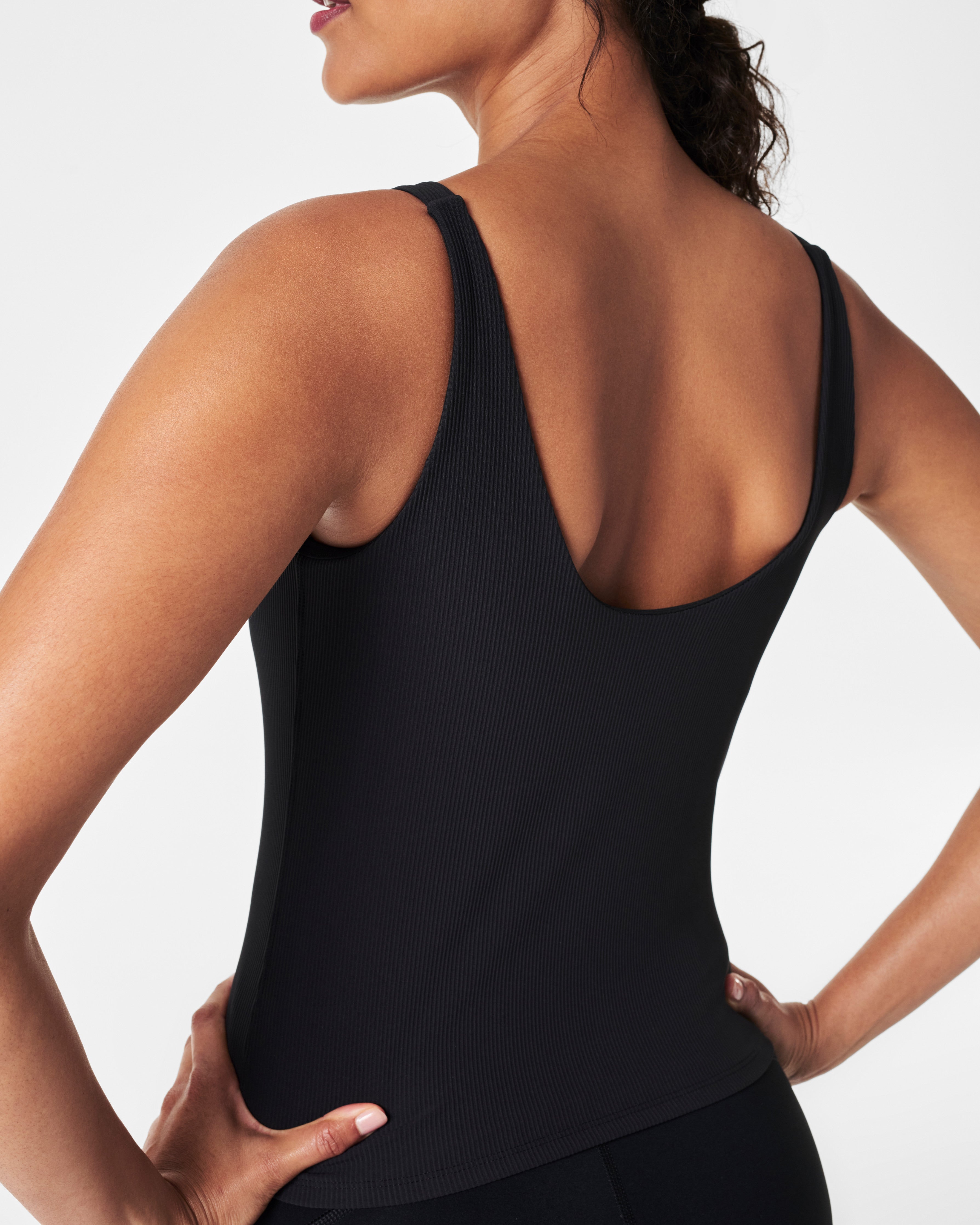 SPANX® Get Moving Contour Rib Shelf Tank  Very Black