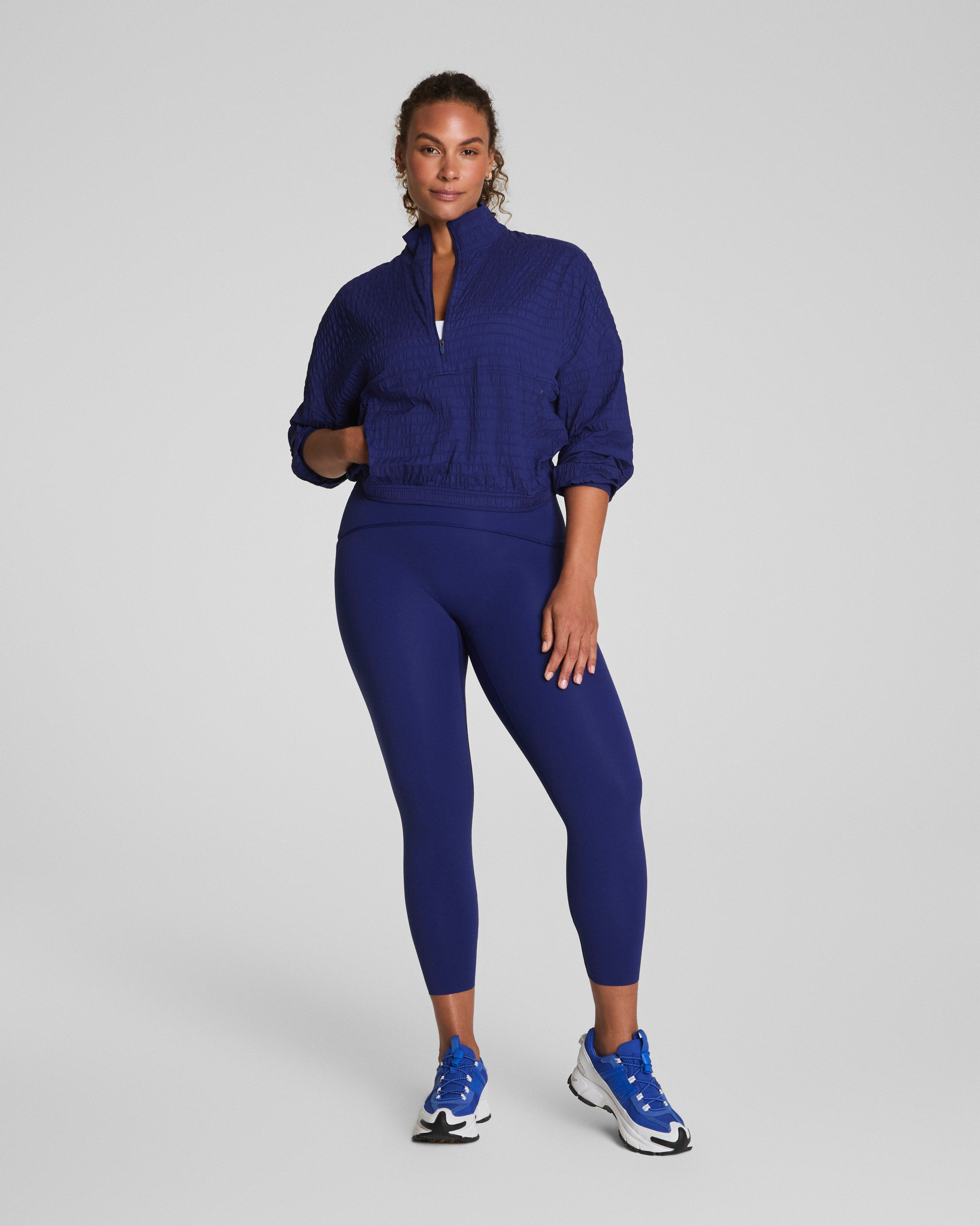 SPANX® Get Moving Textured Half Zip  Midnight Iris