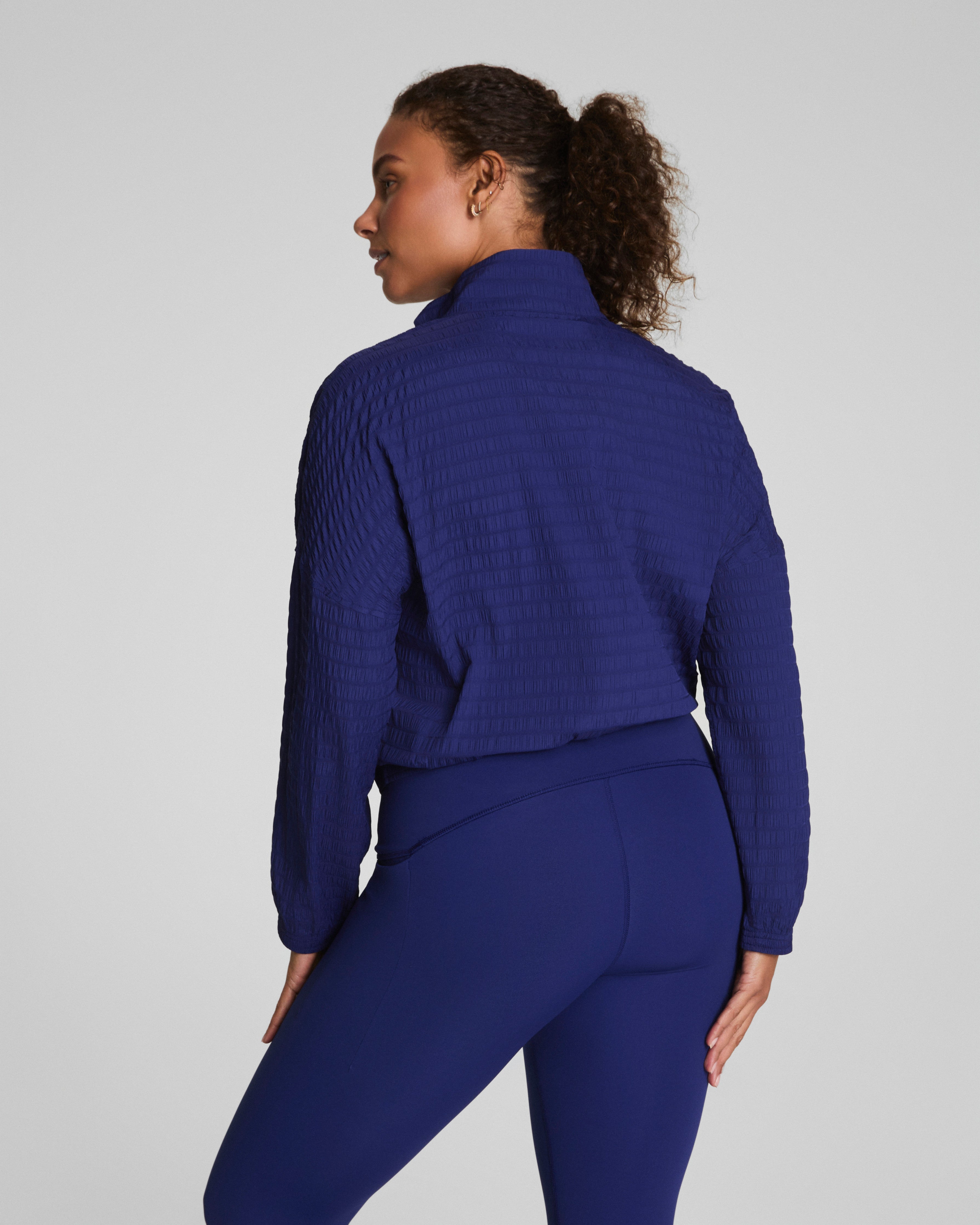SPANX® Get Moving Textured Half Zip  Midnight Iris