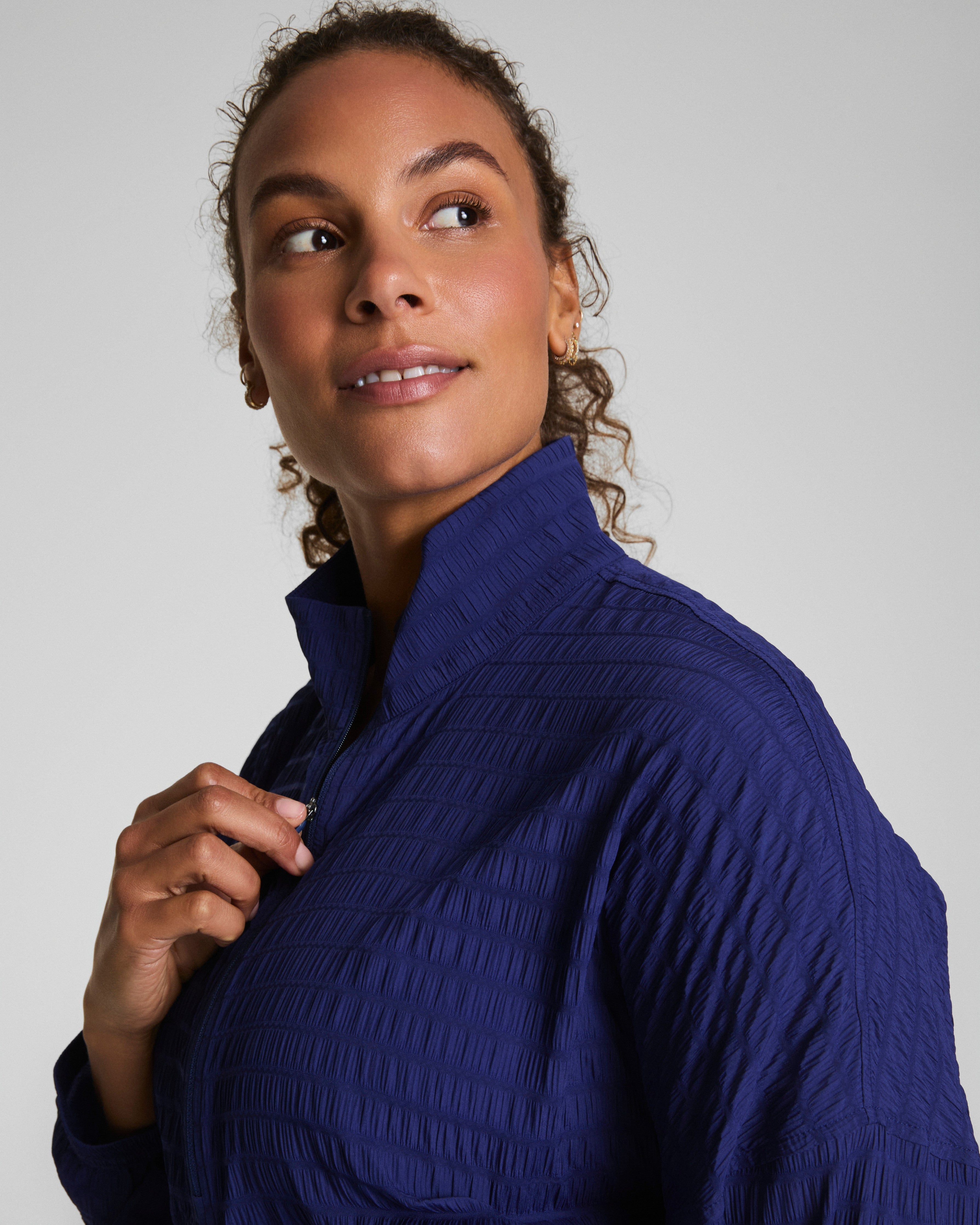 SPANX® Get Moving Textured Half Zip  Midnight Iris