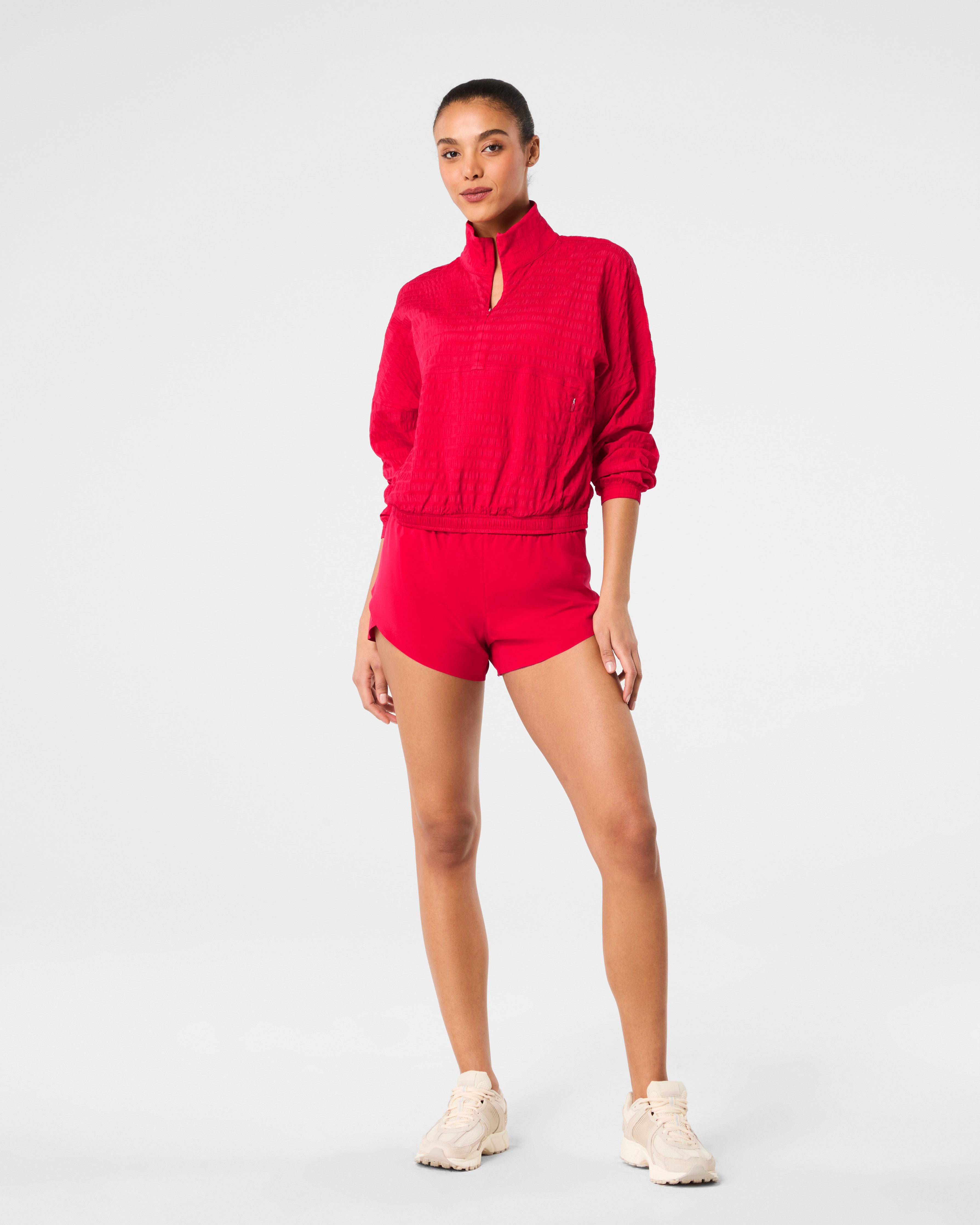 SPANX® Get Moving Textured Half Zip  Spanx Red