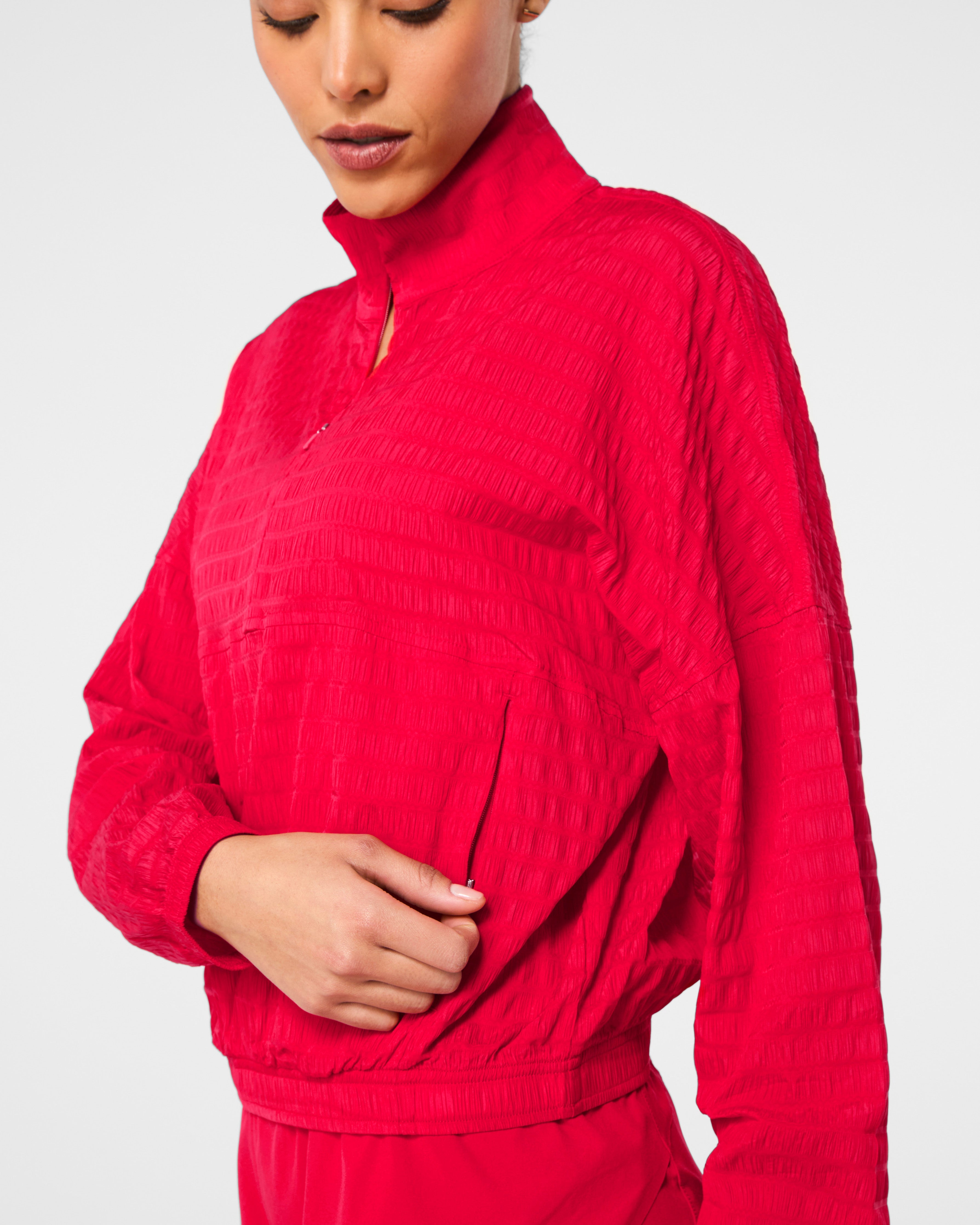 SPANX® Get Moving Textured Half Zip  Spanx Red