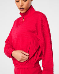 SPANX® Get Moving Textured Half Zip  Spanx Red
