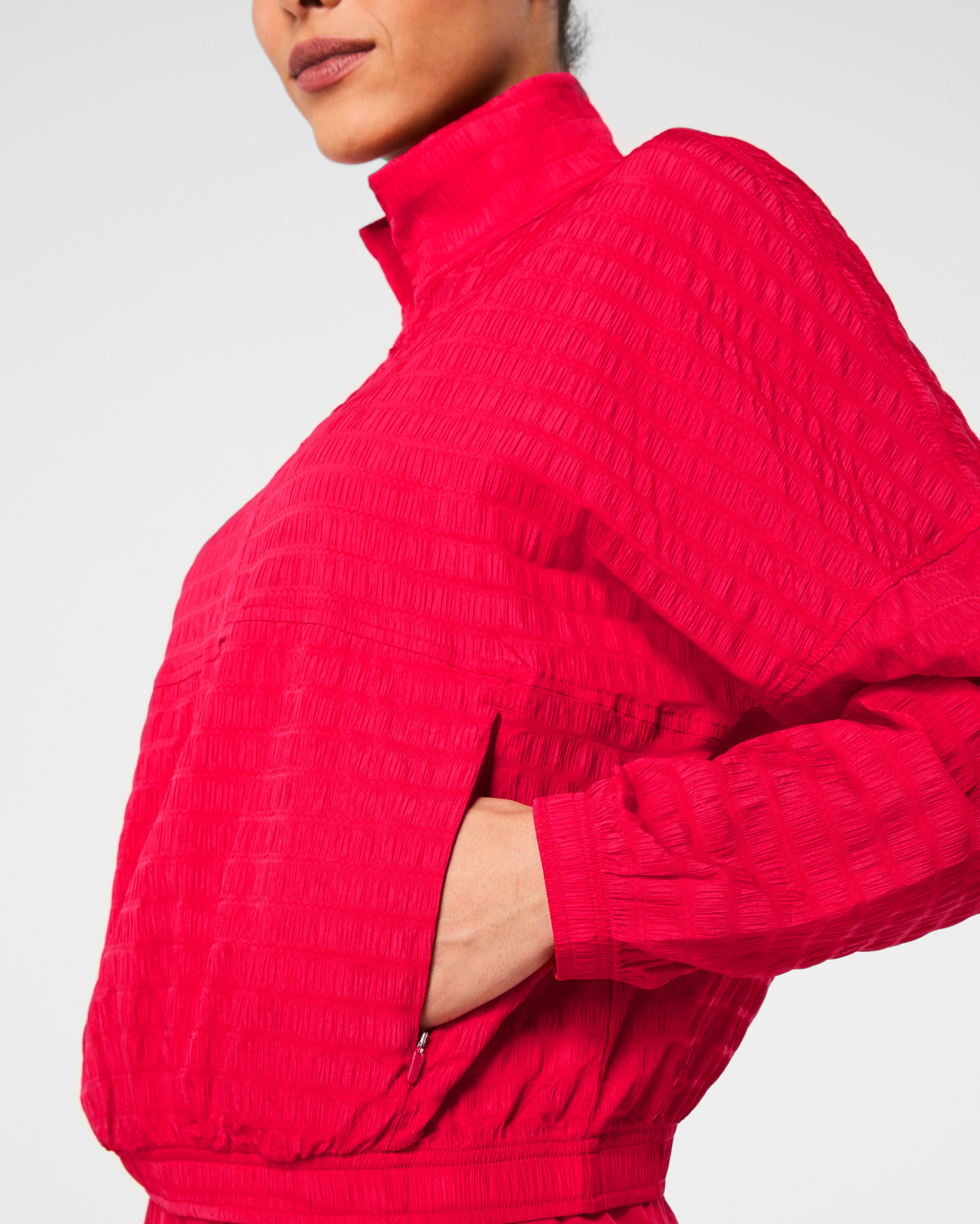 SPANX® Get Moving Textured Half Zip  Spanx Red