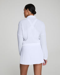 SPANX® Get Moving Textured Half Zip  Vivid White