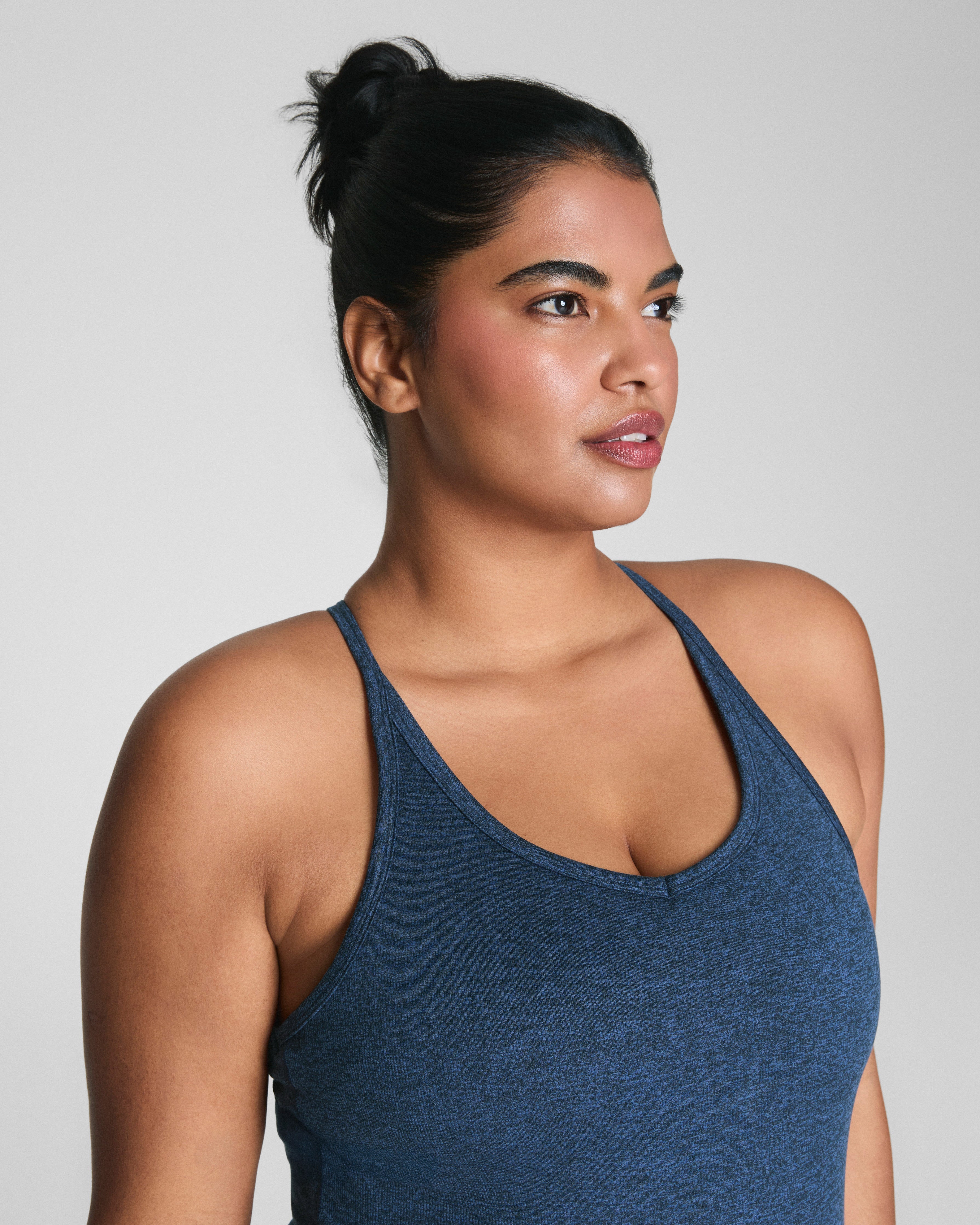 SPANXsupersmooth™ SoftStretch Rib V-Neck Shelf Tank  Timeless Navy / Dark Timeless Navy
