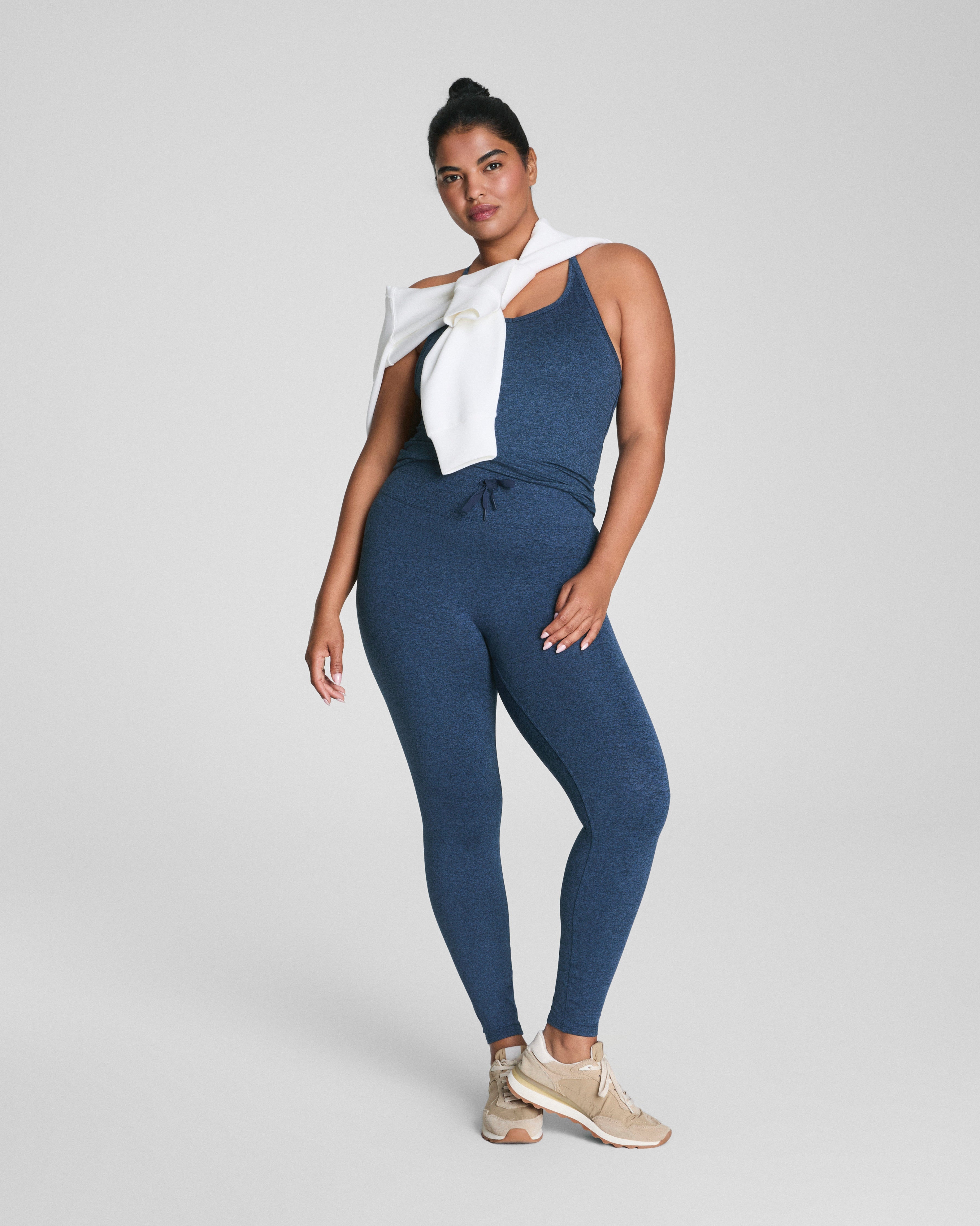 SPANXsupersmooth™ SoftStretch Rib V-Neck Shelf Tank  Timeless Navy / Dark Timeless Navy