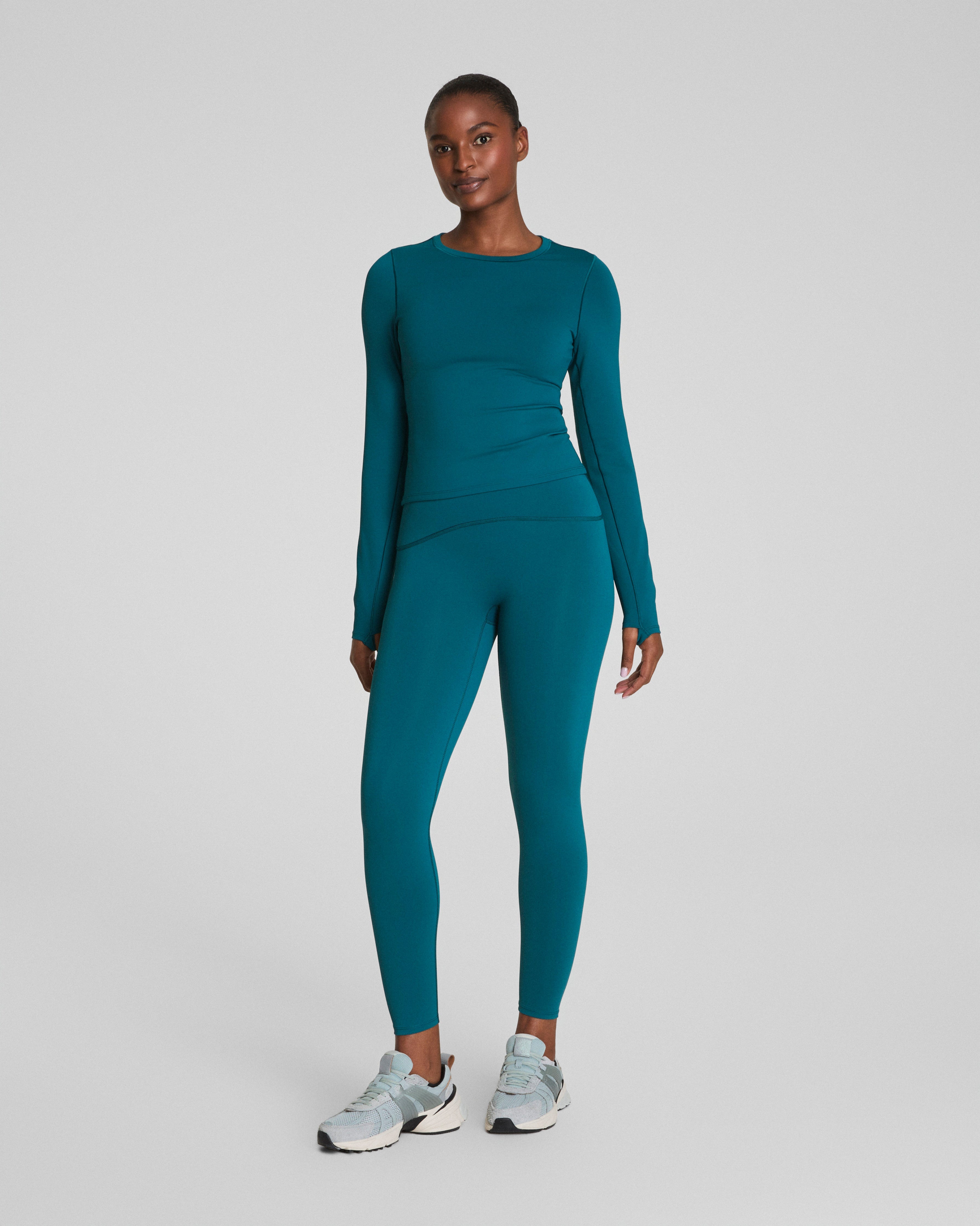 SPANXshape™ Get Moving Long Sleeve Top with SecretSweat Tech  Light Emerald Bay