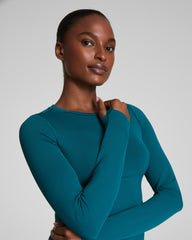SPANXshape™ Get Moving Long Sleeve Top with SecretSweat Tech  Light Emerald Bay