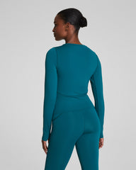 SPANXshape™ Get Moving Long Sleeve Top with SecretSweat Tech  Light Emerald Bay