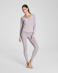 SPANX® SoftStretch V-Neck Long Sleeve Top  Coastal Fog / Light Coastal Fog