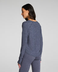 SPANX® SoftStretch V-Neck Long Sleeve Top  Pewter Heather