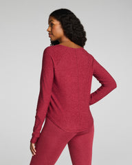 SPANX® SoftStretch V-Neck Long Sleeve Top  Red Merlot Heather