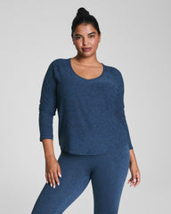SPANX® SoftStretch V-Neck Long Sleeve Top  Timeless Navy / Dark Timeless Navy