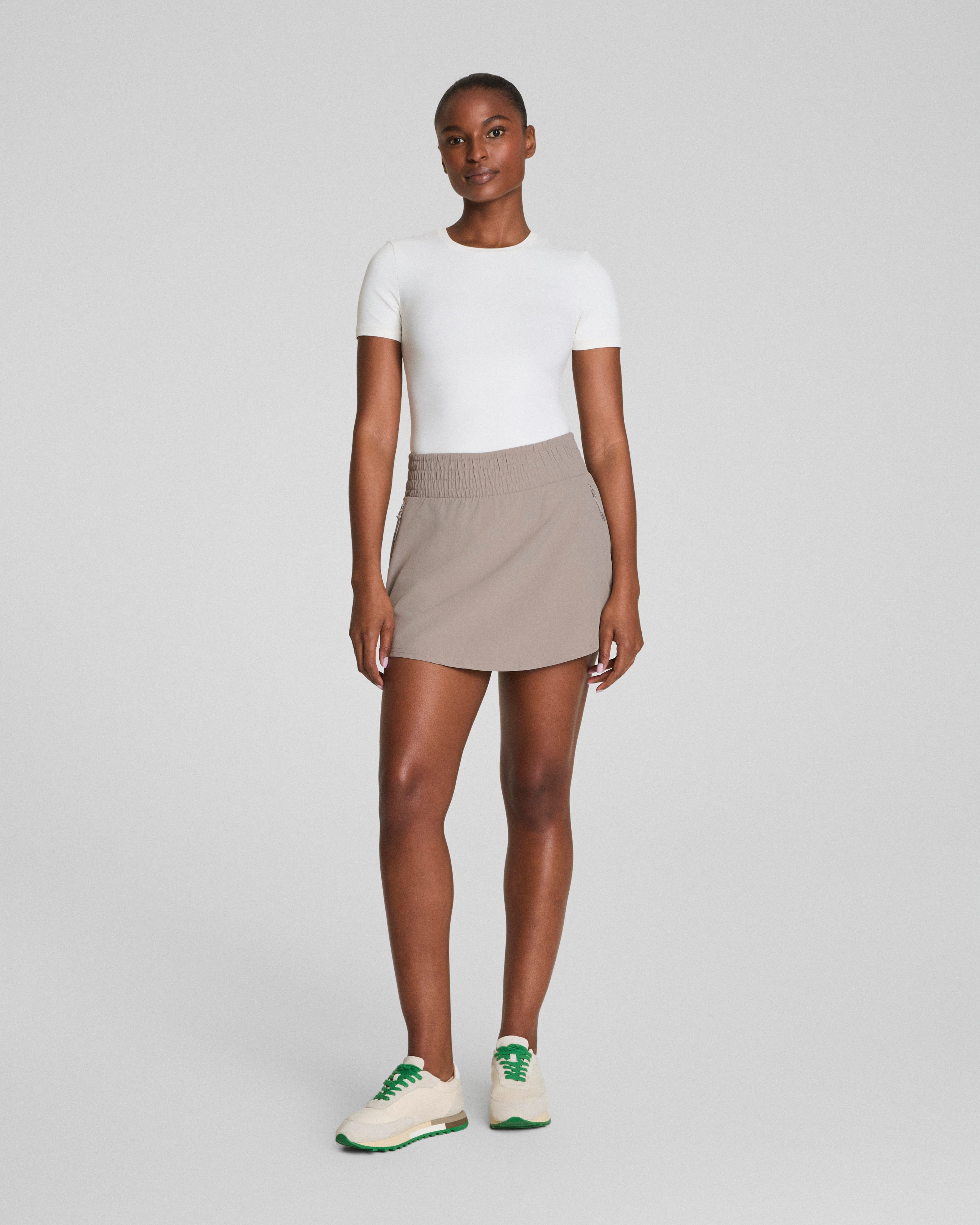SPANX® On the Move Mini Skort, 4"  Stone Grey