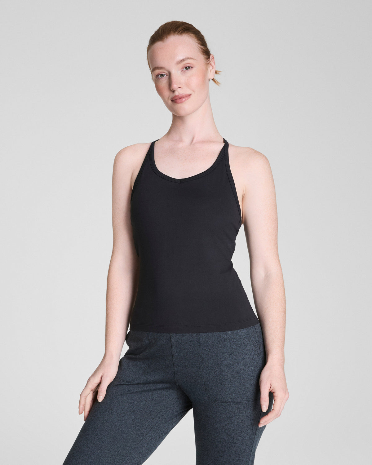 SPANXsupersmooth™ SoftStretch Rib V-Neck Shelf Tank  Very Black