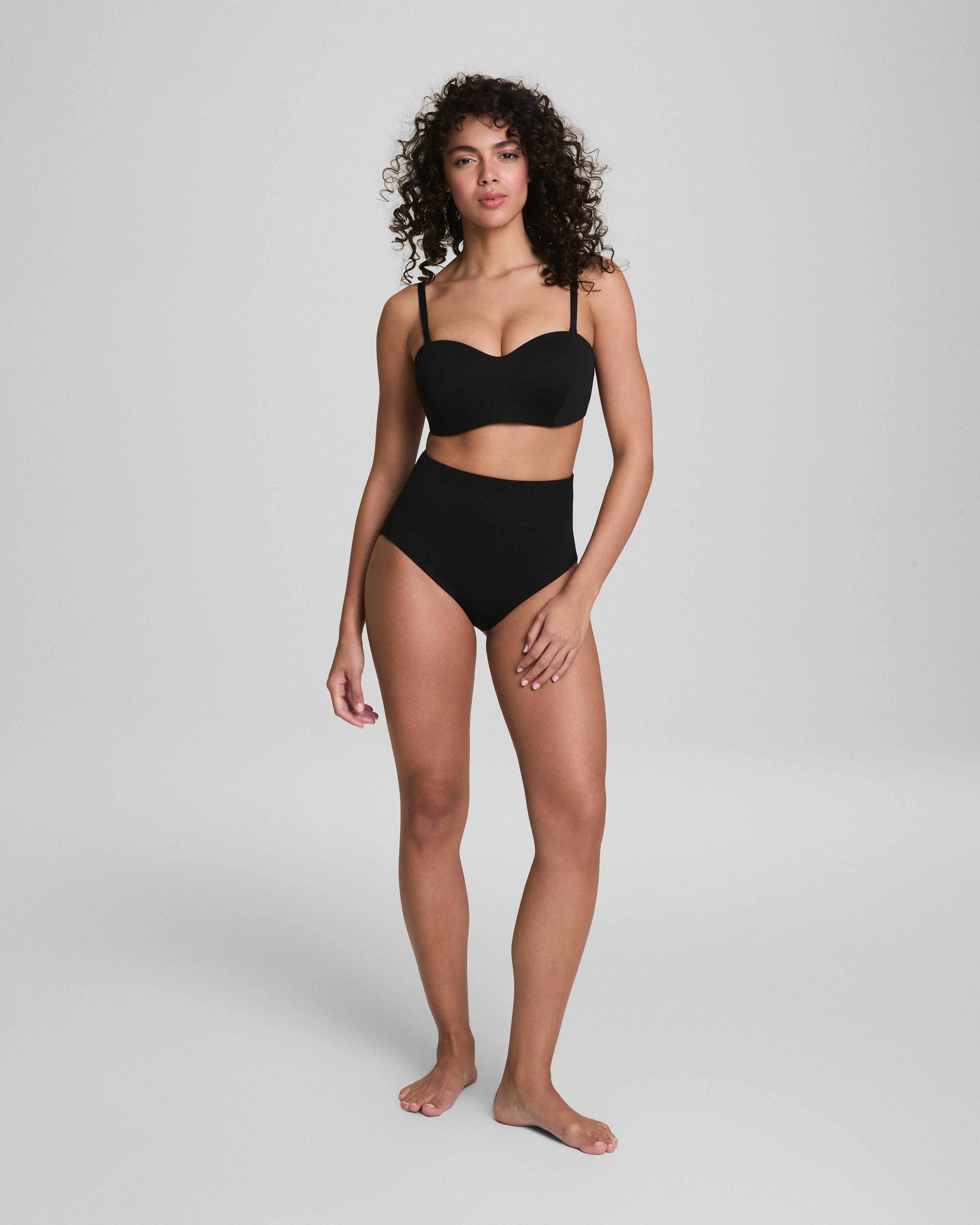 SPANXshape™ Swim Pique Ultra Hi-Rise Cheeky Bottom  Very Black