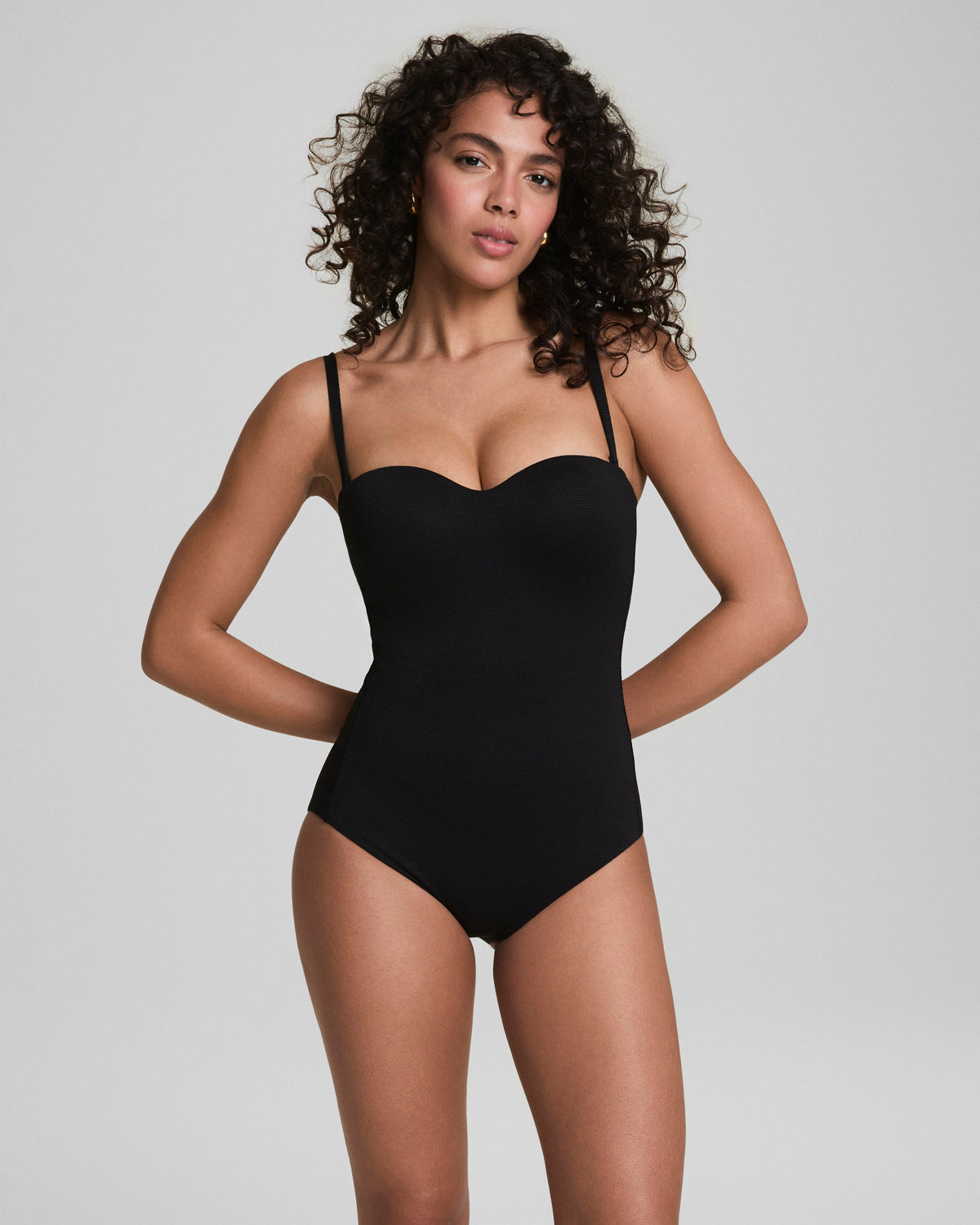 SPANXshape™ Swim Convertible Pique Bandeau One-Piece  Very Black