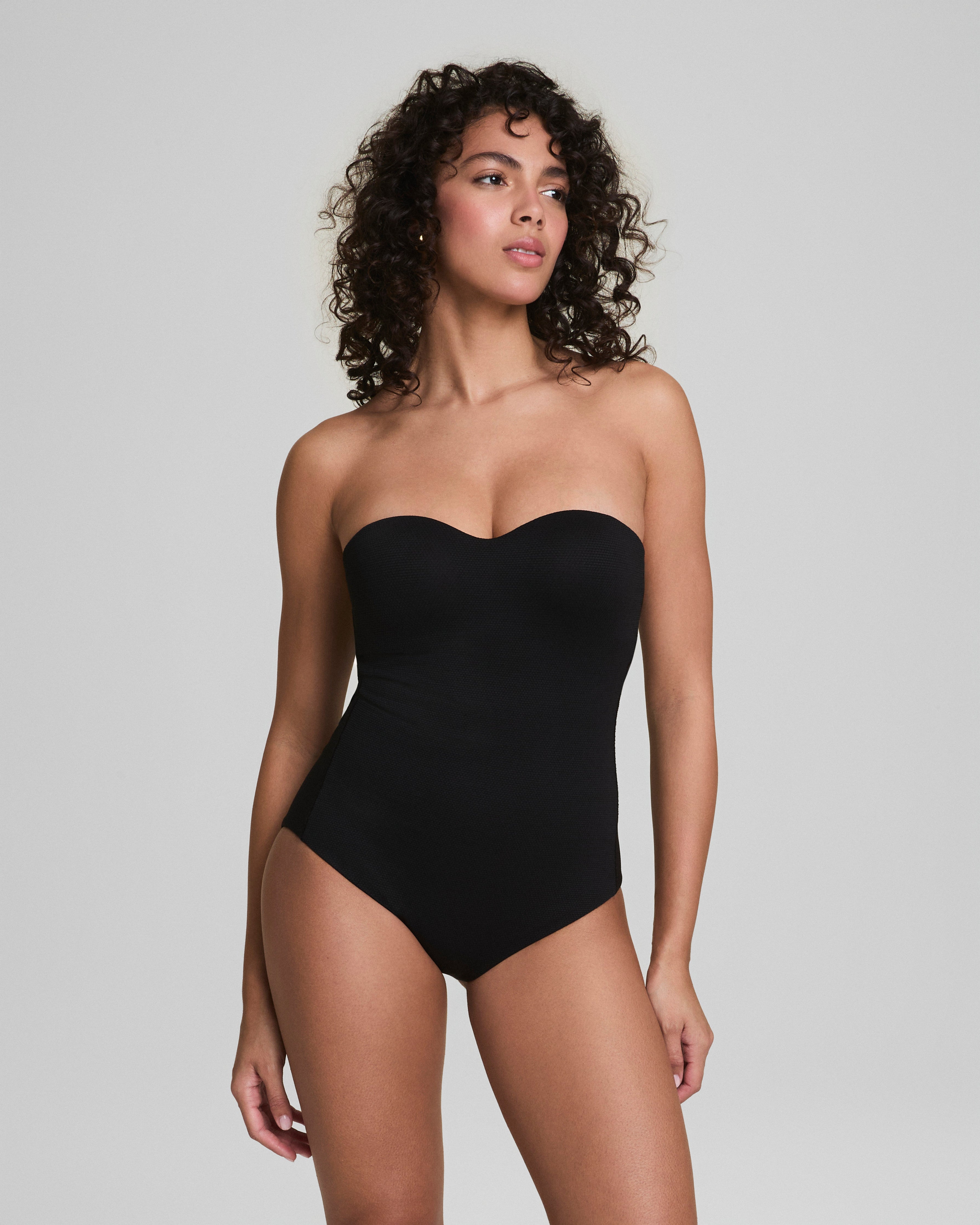 SPANXshape™ Swim Convertible Pique Bandeau One-Piece  Very Black