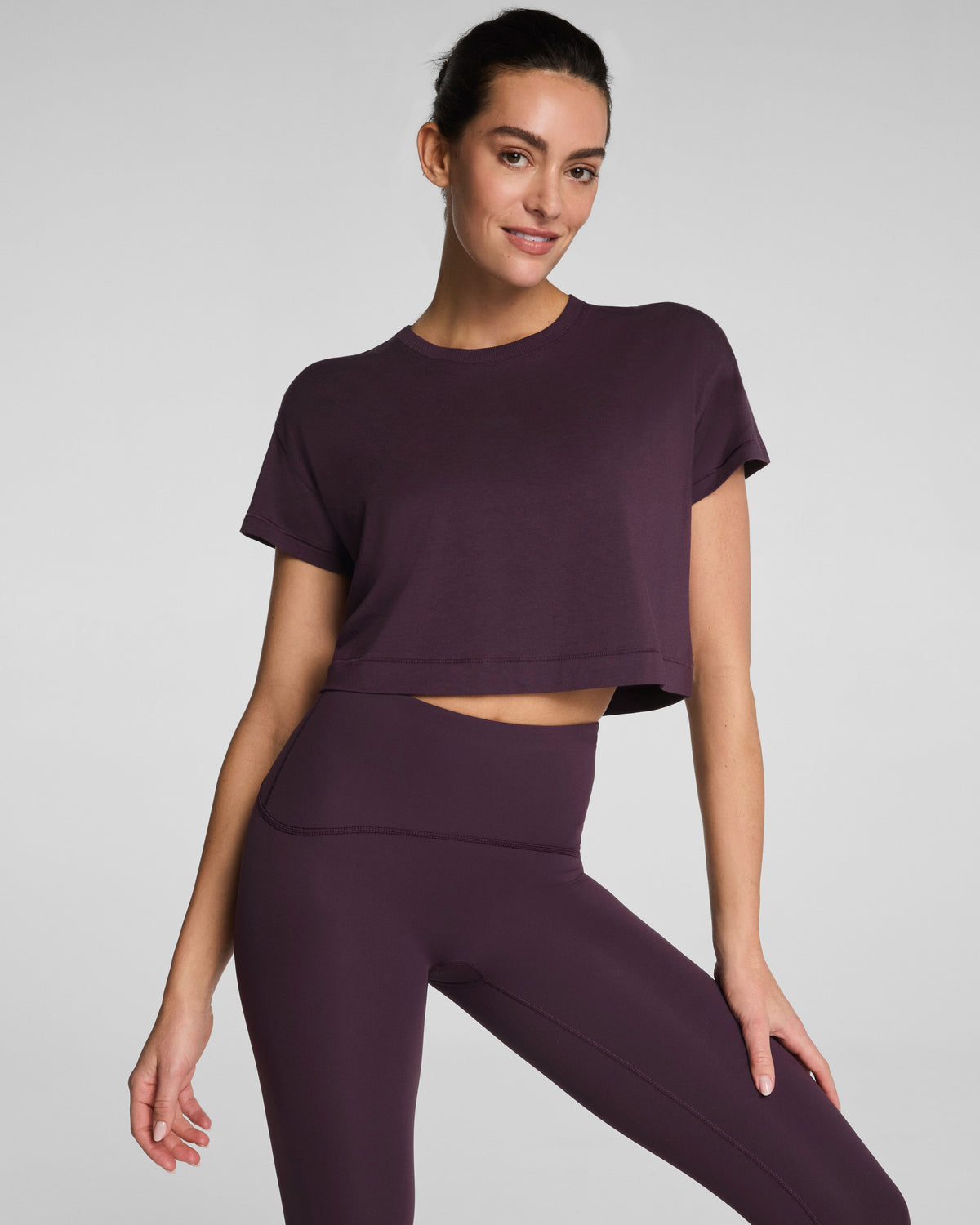SPANX® Outpace Cropped Tee  Blackberry