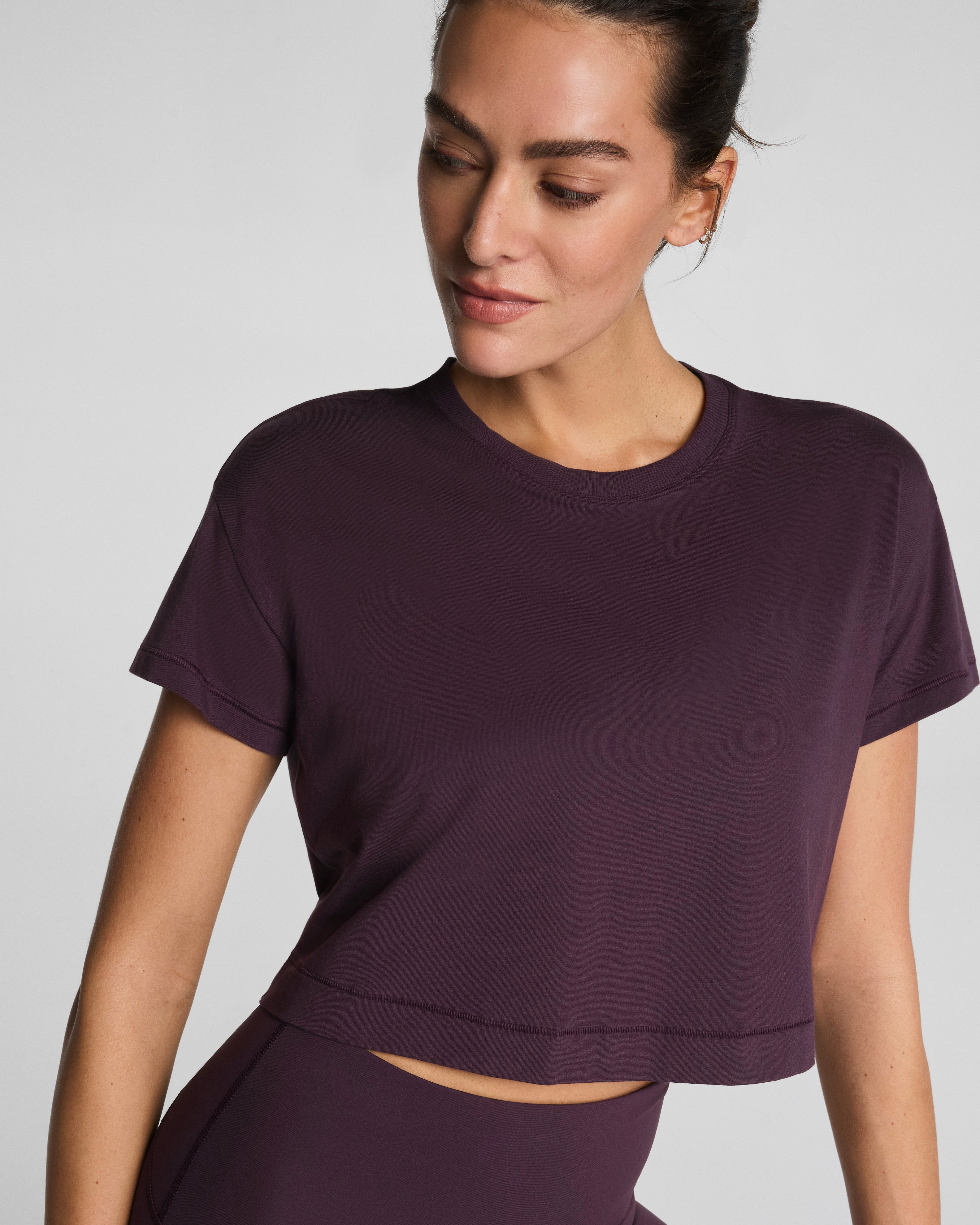 SPANX® Outpace Cropped Tee  Blackberry