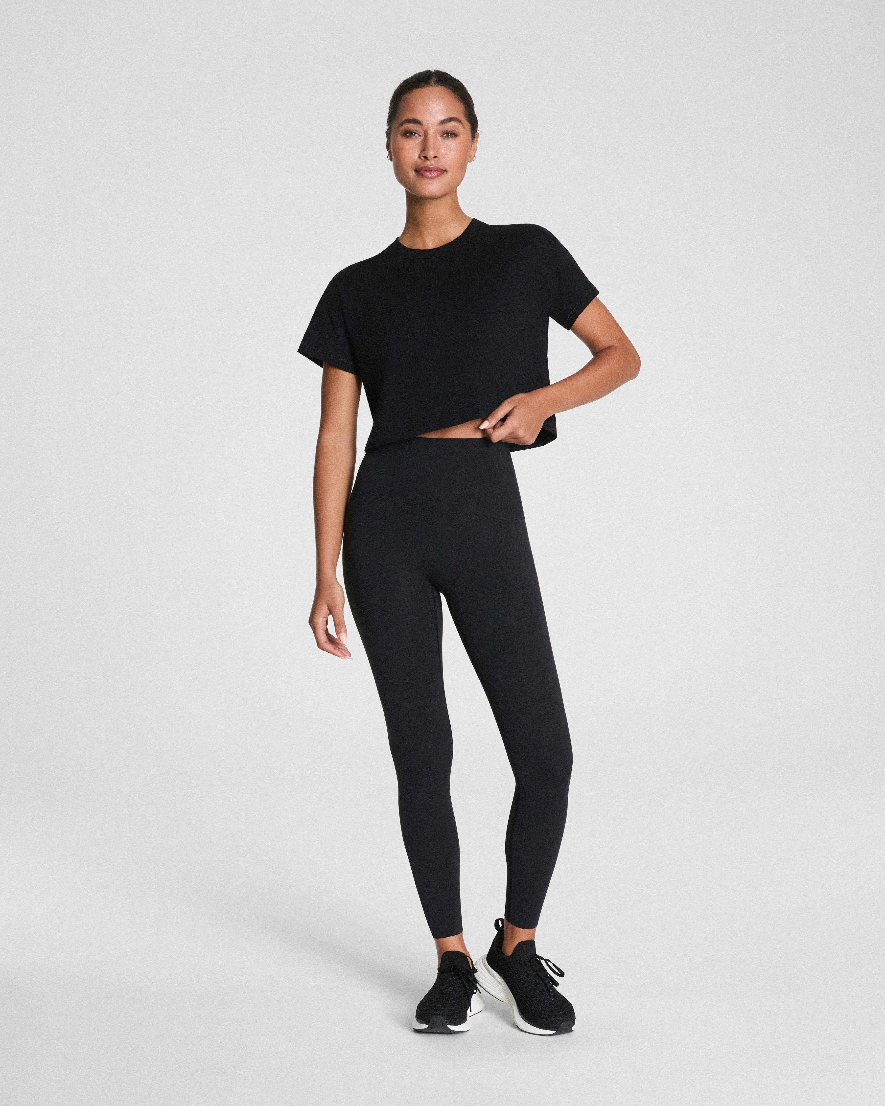 SPANX® Outpace Cropped Tee  Very Black