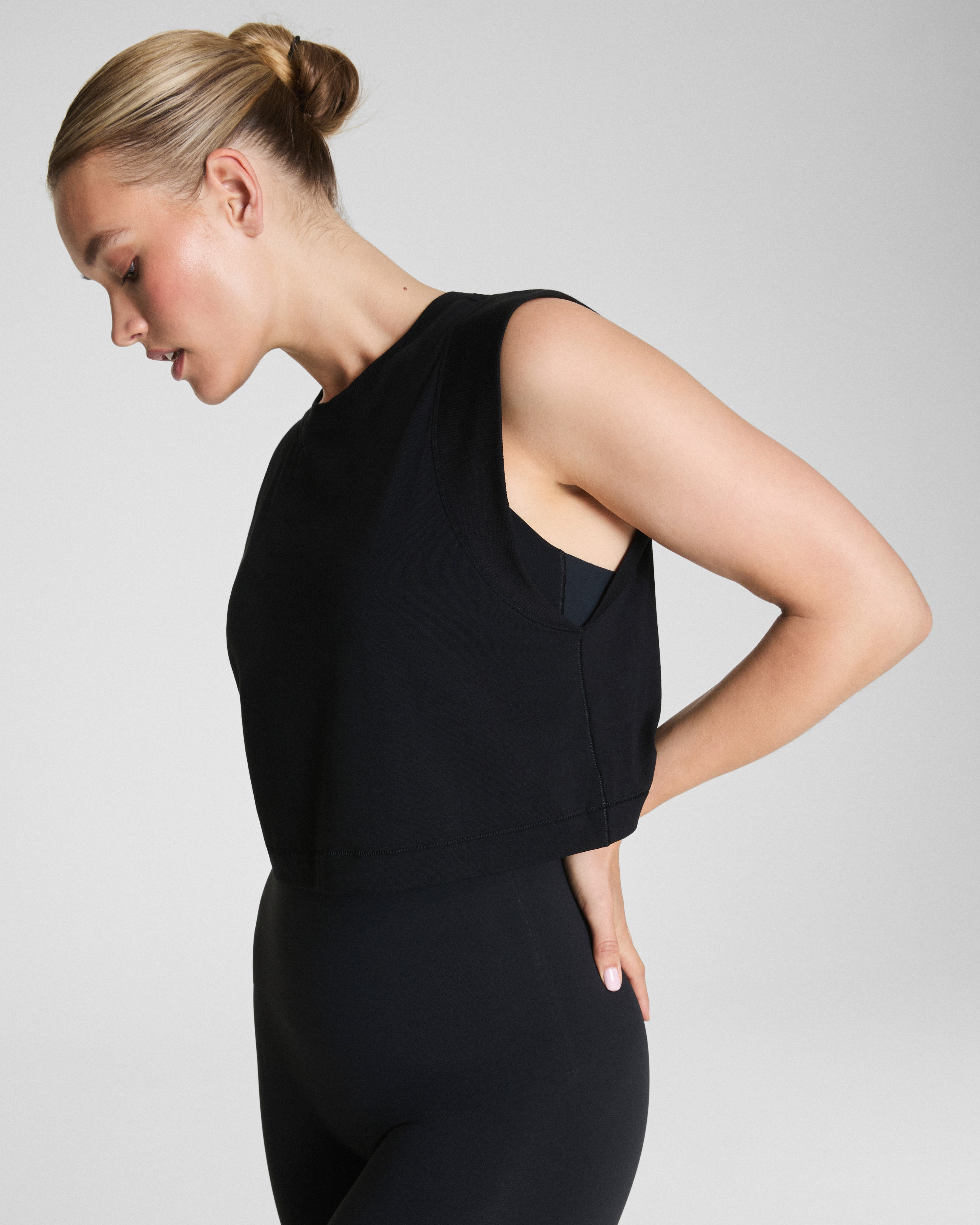 SPANX® Outpace Cropped Tank  Very Black