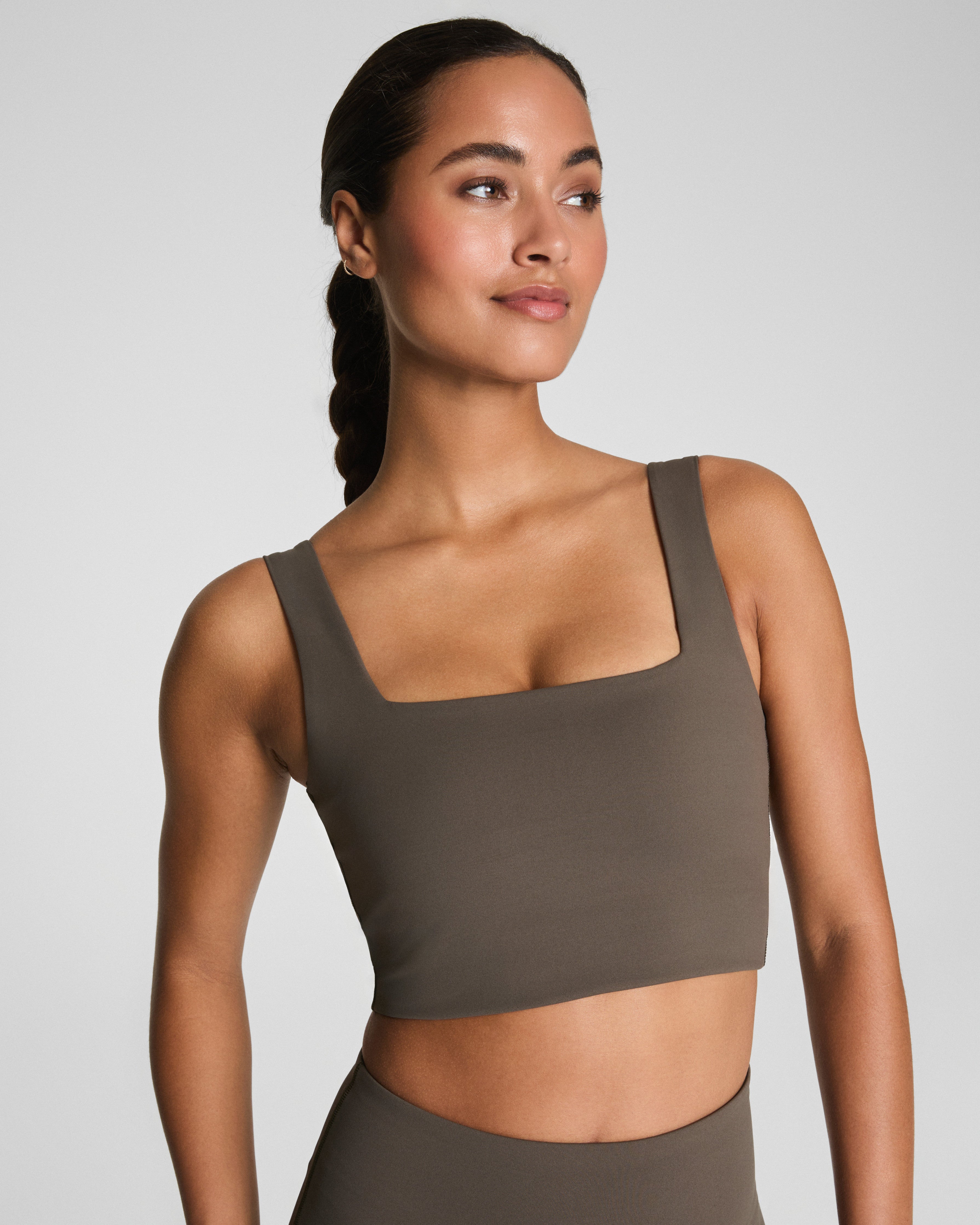 SPANX® Get Moving Cropped Square Neck Shelf Tank  Mineral