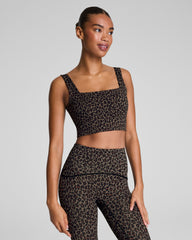 SPANX® Get Moving Leopard Print Cropped Square Neck Shelf Tank  Leopard Print