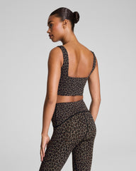 SPANX® Get Moving Leopard Print Cropped Square Neck Shelf Tank  Leopard Print