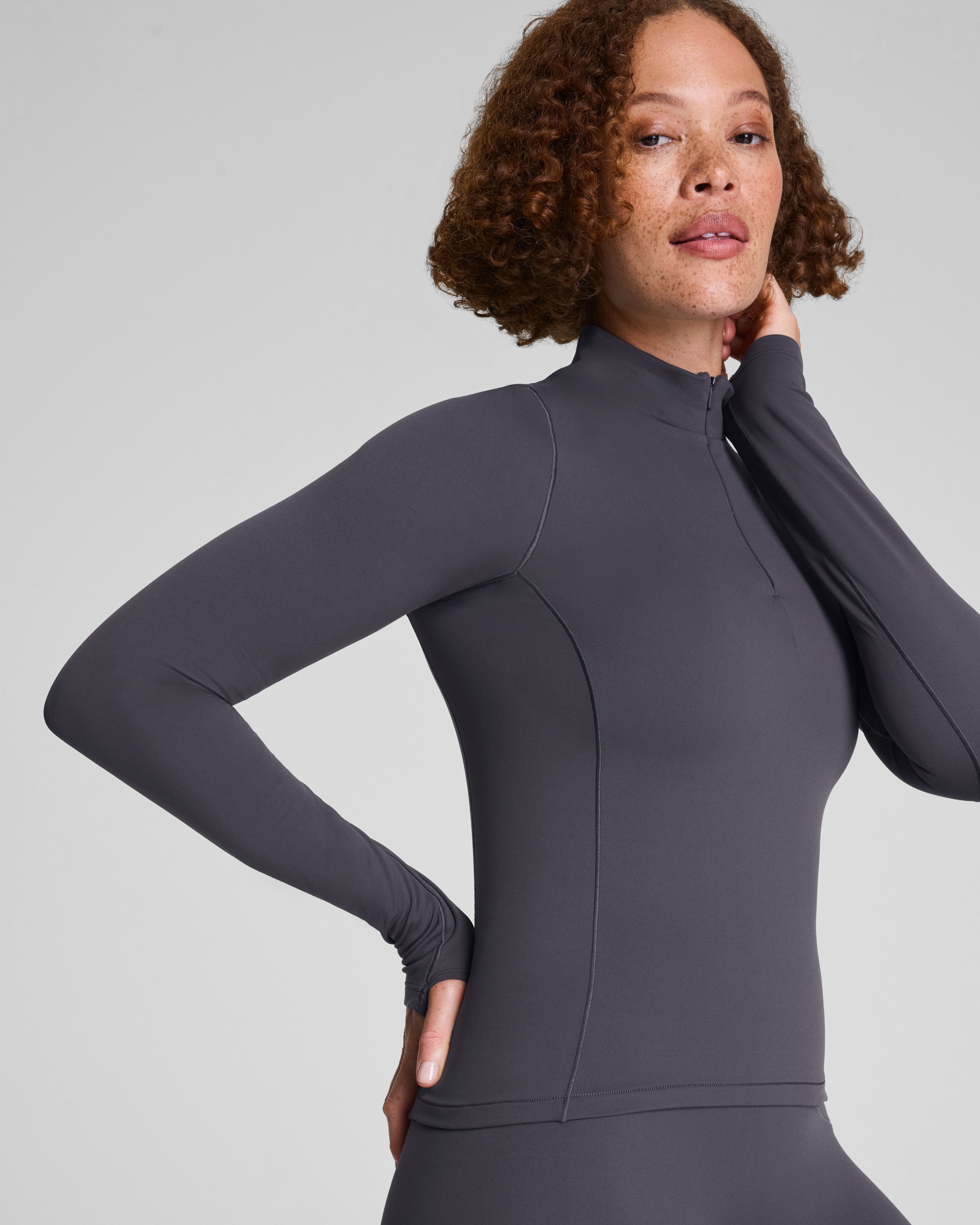 SPANX® Get Moving Brushed Contour Half Zip  Storm