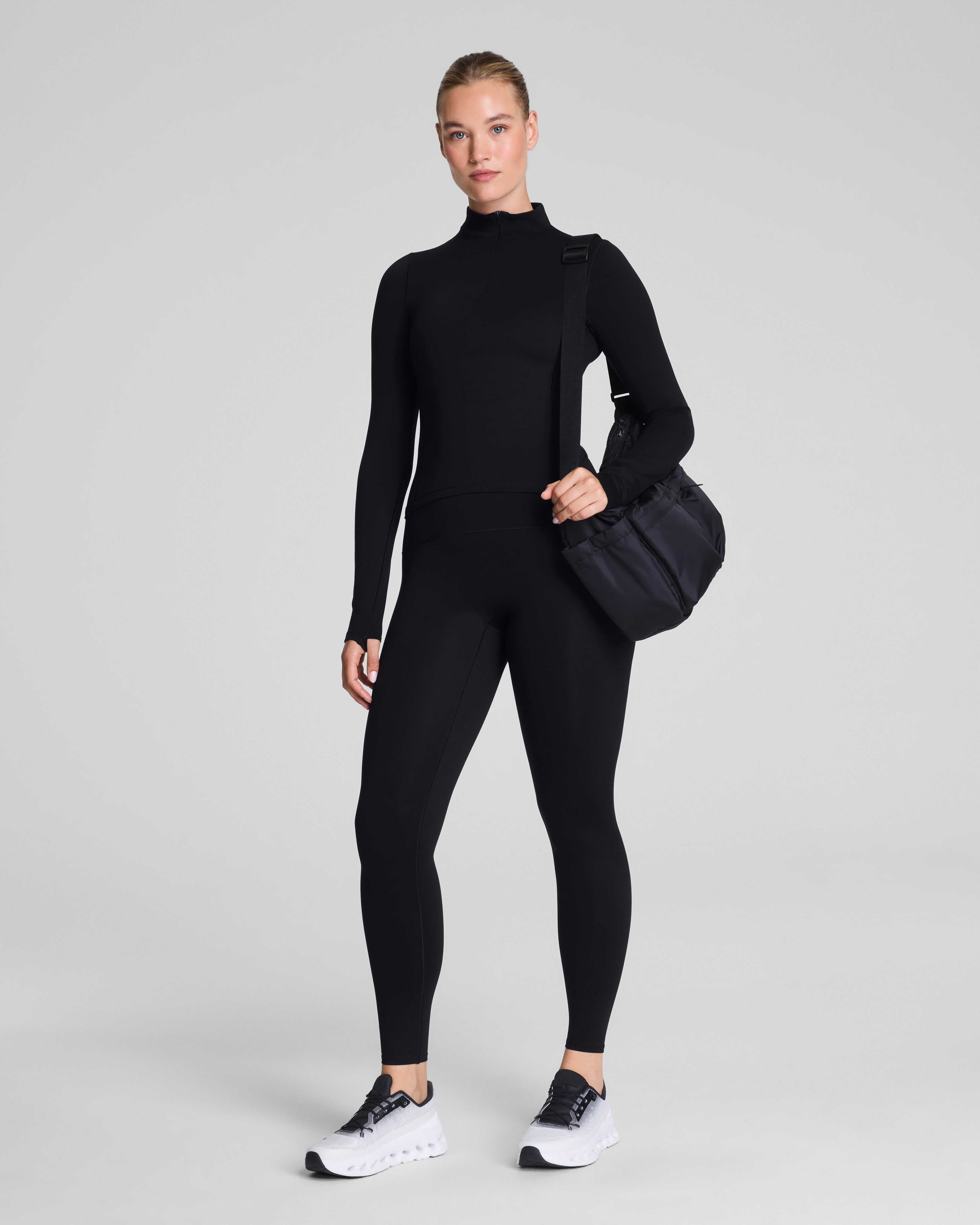 SPANX® Get Moving Brushed Contour Half Zip  Very Black