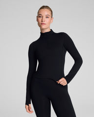 SPANX® Get Moving Brushed Contour Half Zip  Very Black
