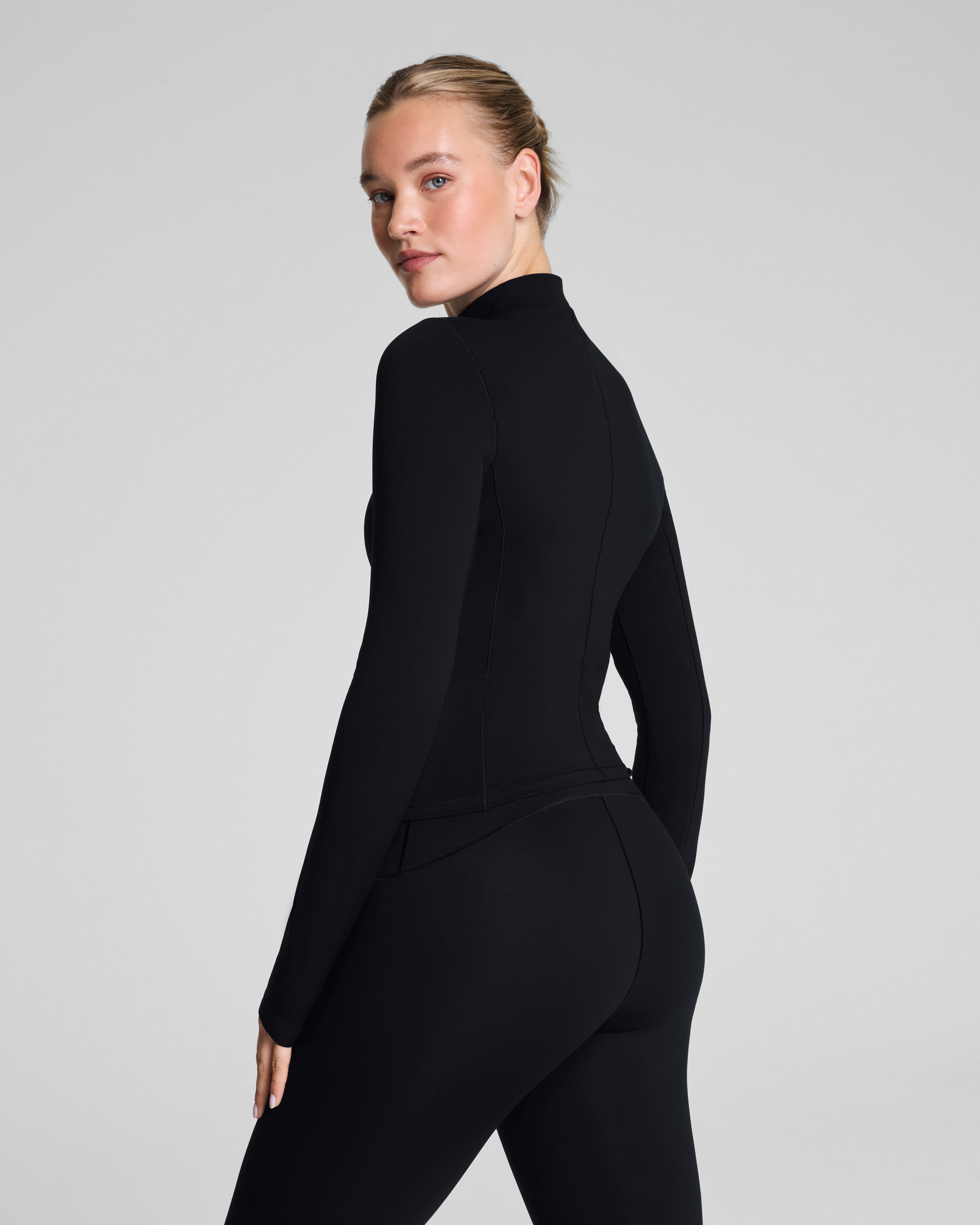 SPANX® Get Moving Brushed Contour Half Zip  Very Black